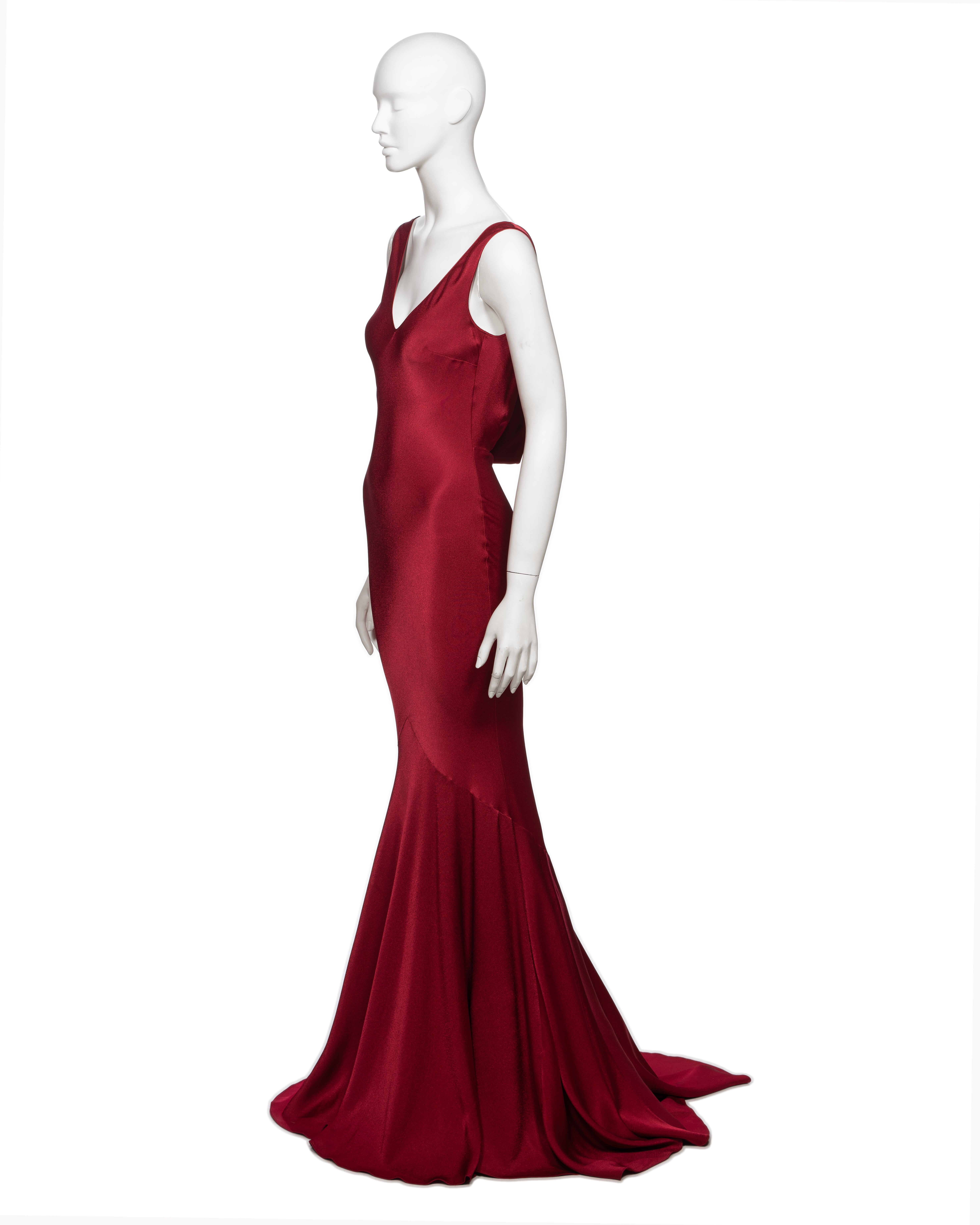 John Galliano Red Bias-Cut Crêpe Backed Satin Evening Dress, FW 2001 For Sale 6