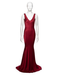 John Galliano Red Bias-Cut Crêpe Backed Satin Evening Dress, FW 2001
