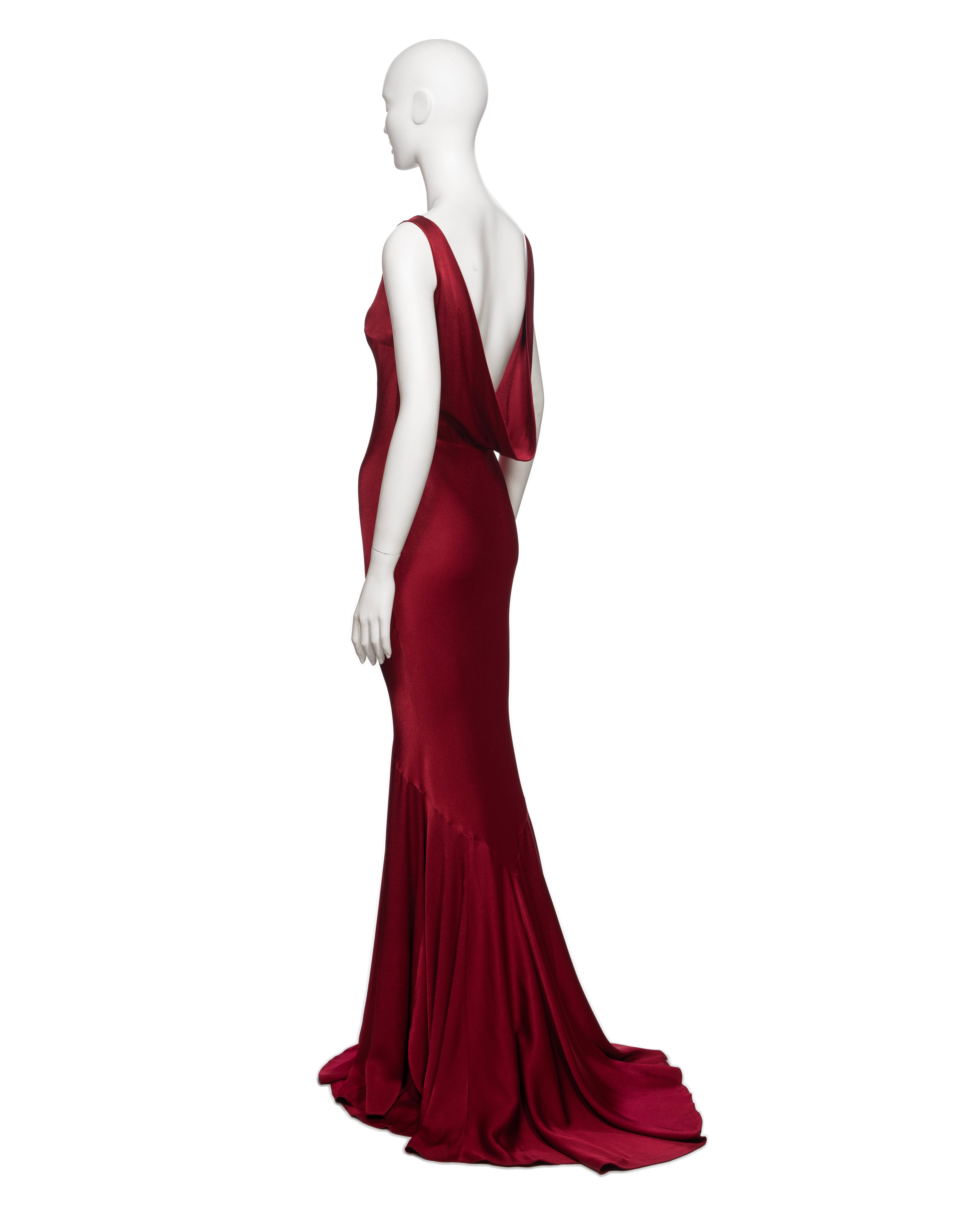 John Galliano Red Bias-Cut Crêpe Backed Satin Evening Dress, FW 2001 For Sale 7