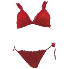 John Galliano bikinis rouges beachwear NWOT