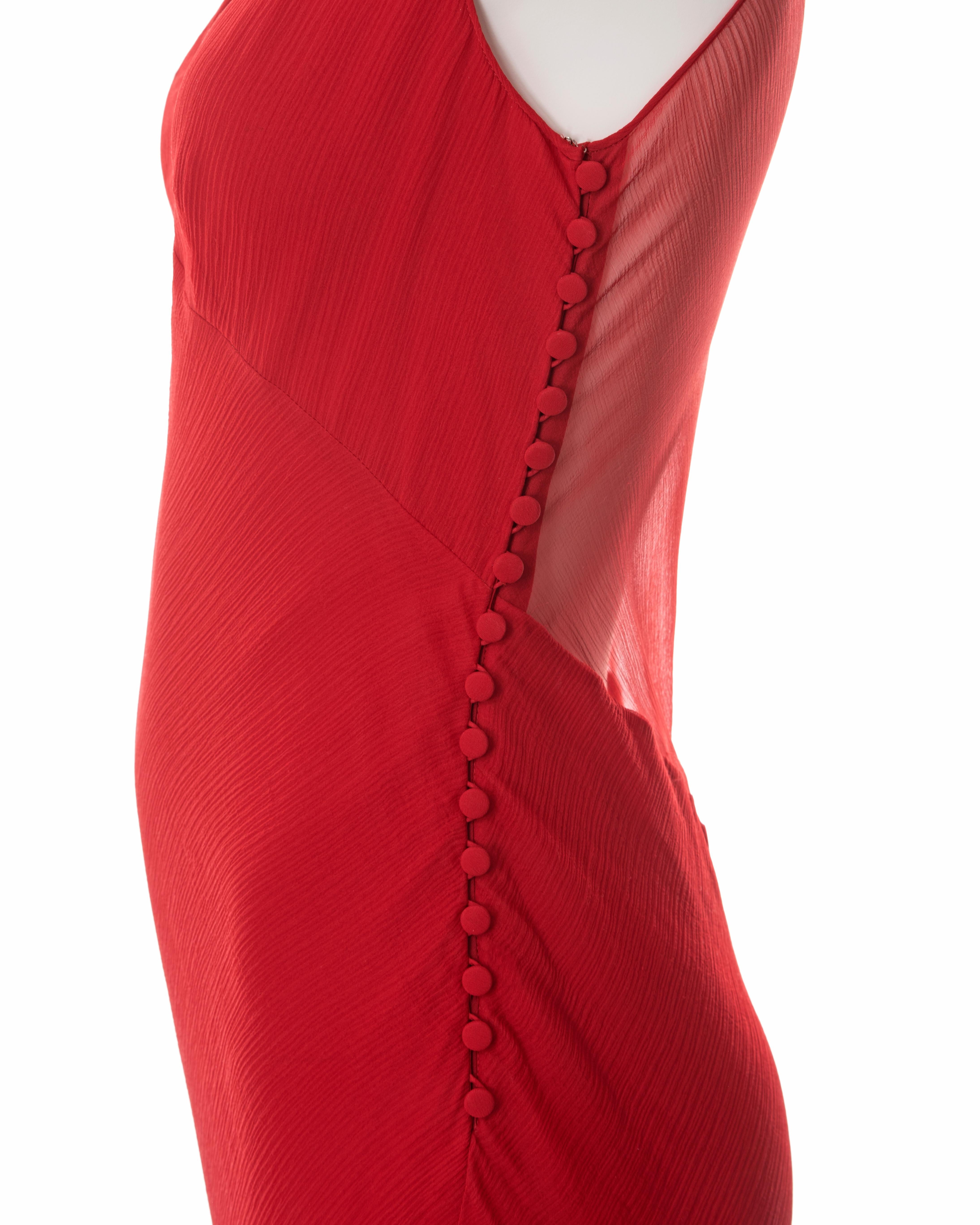 John Galliano red double-layered silk chiffon evening dress, ss 2008 5