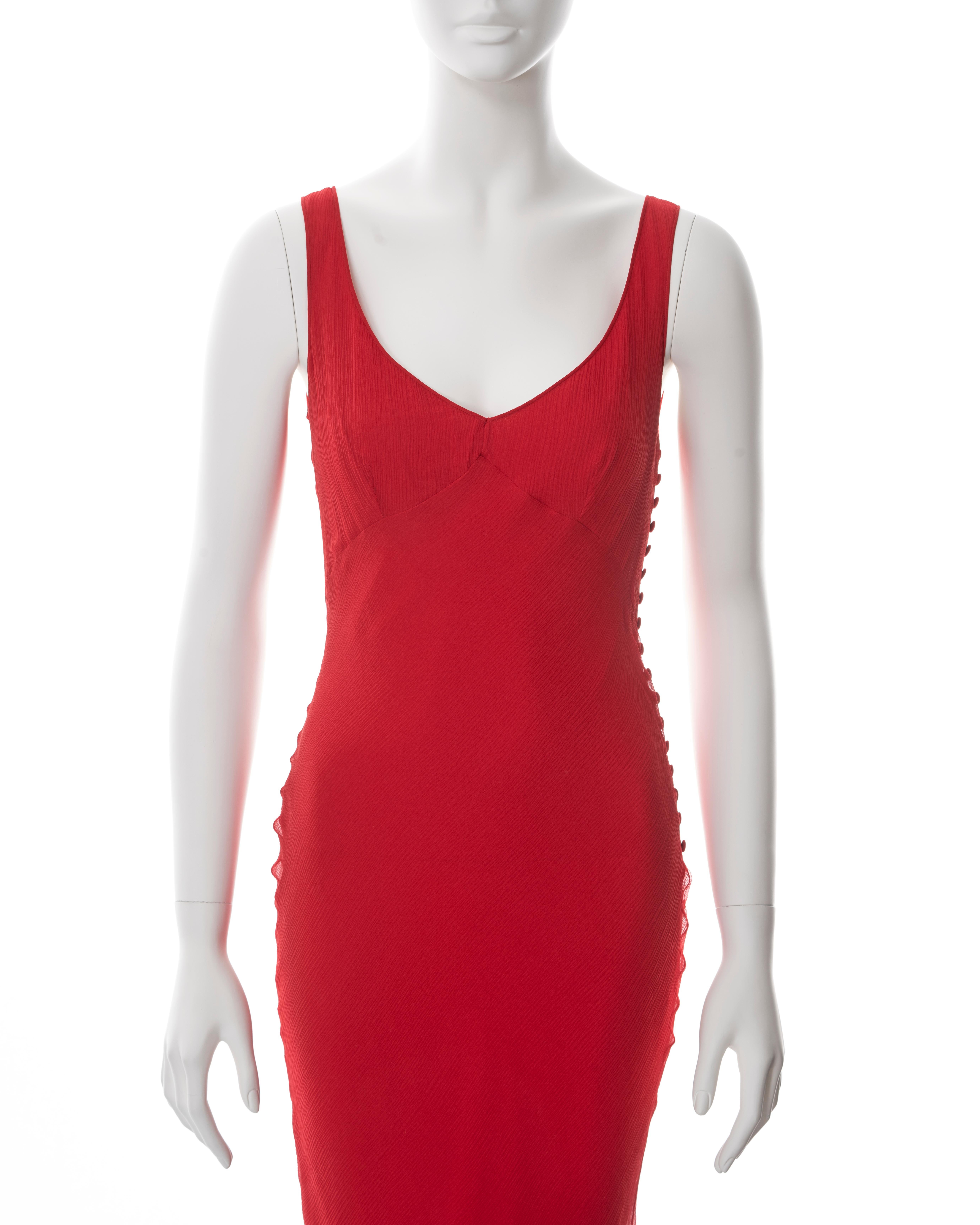 Red John Galliano red double-layered silk chiffon evening dress, ss 2008