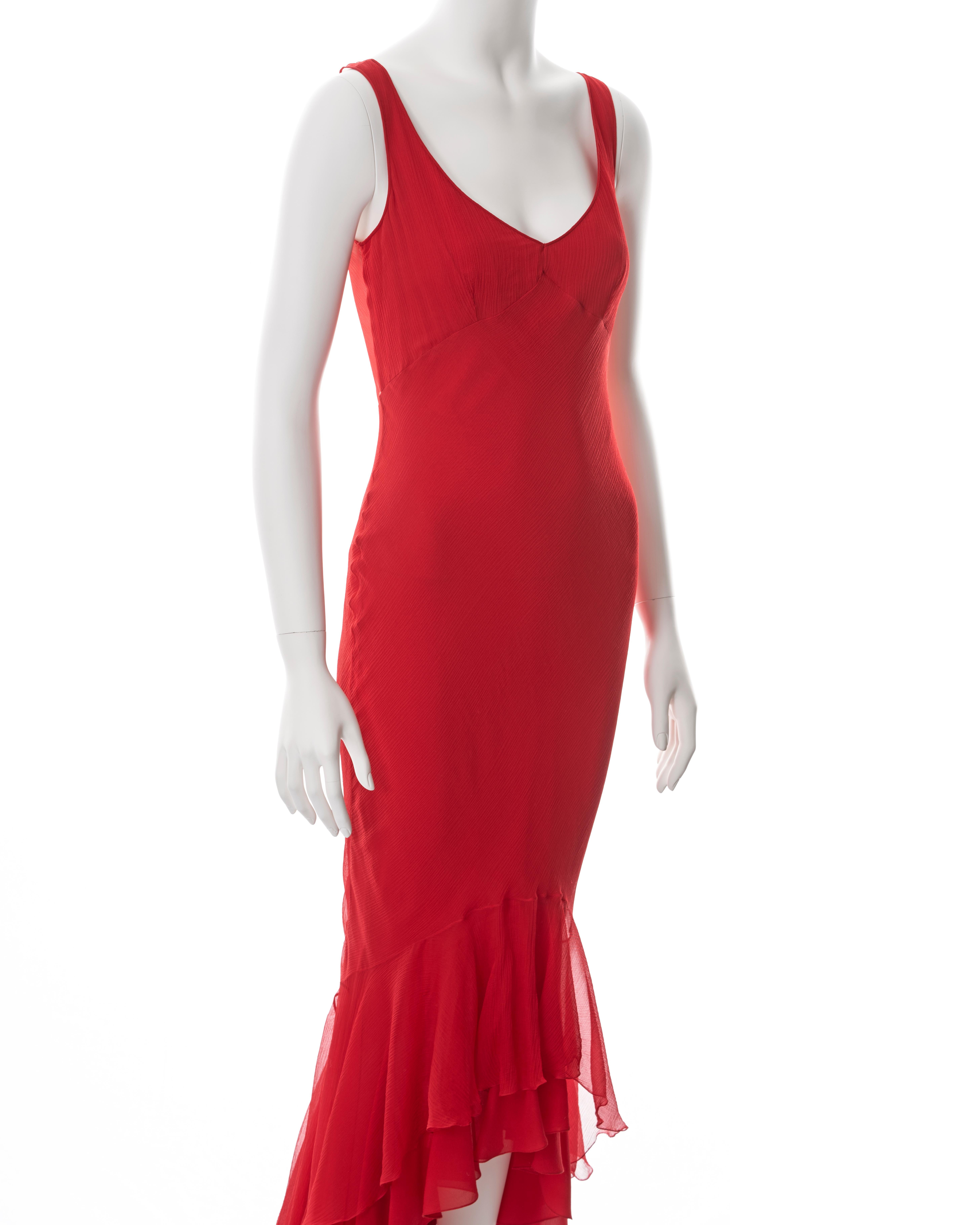 John Galliano red double-layered silk chiffon evening dress, ss 2008 1