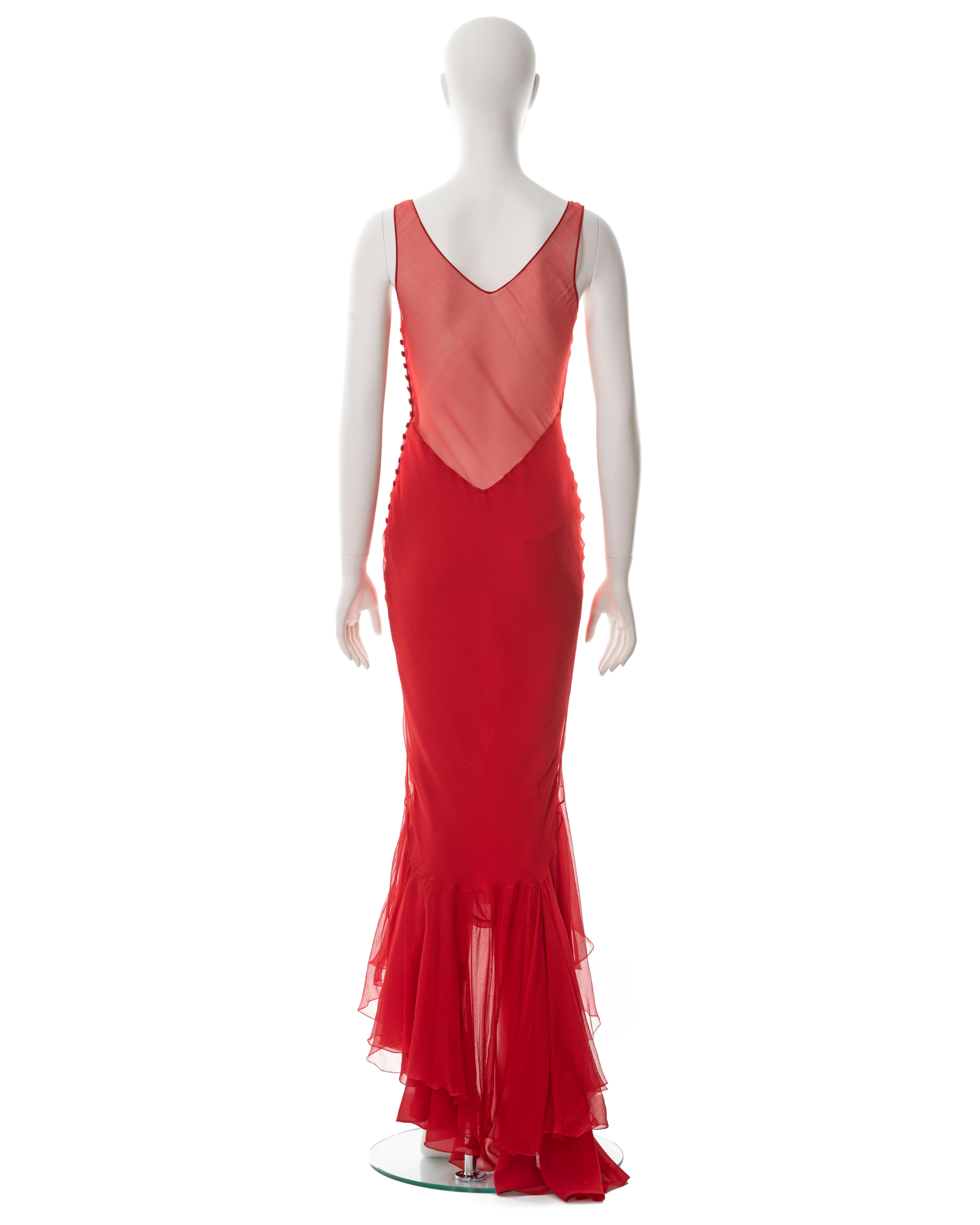 John Galliano red double-layered silk chiffon evening dress, ss 2008 3