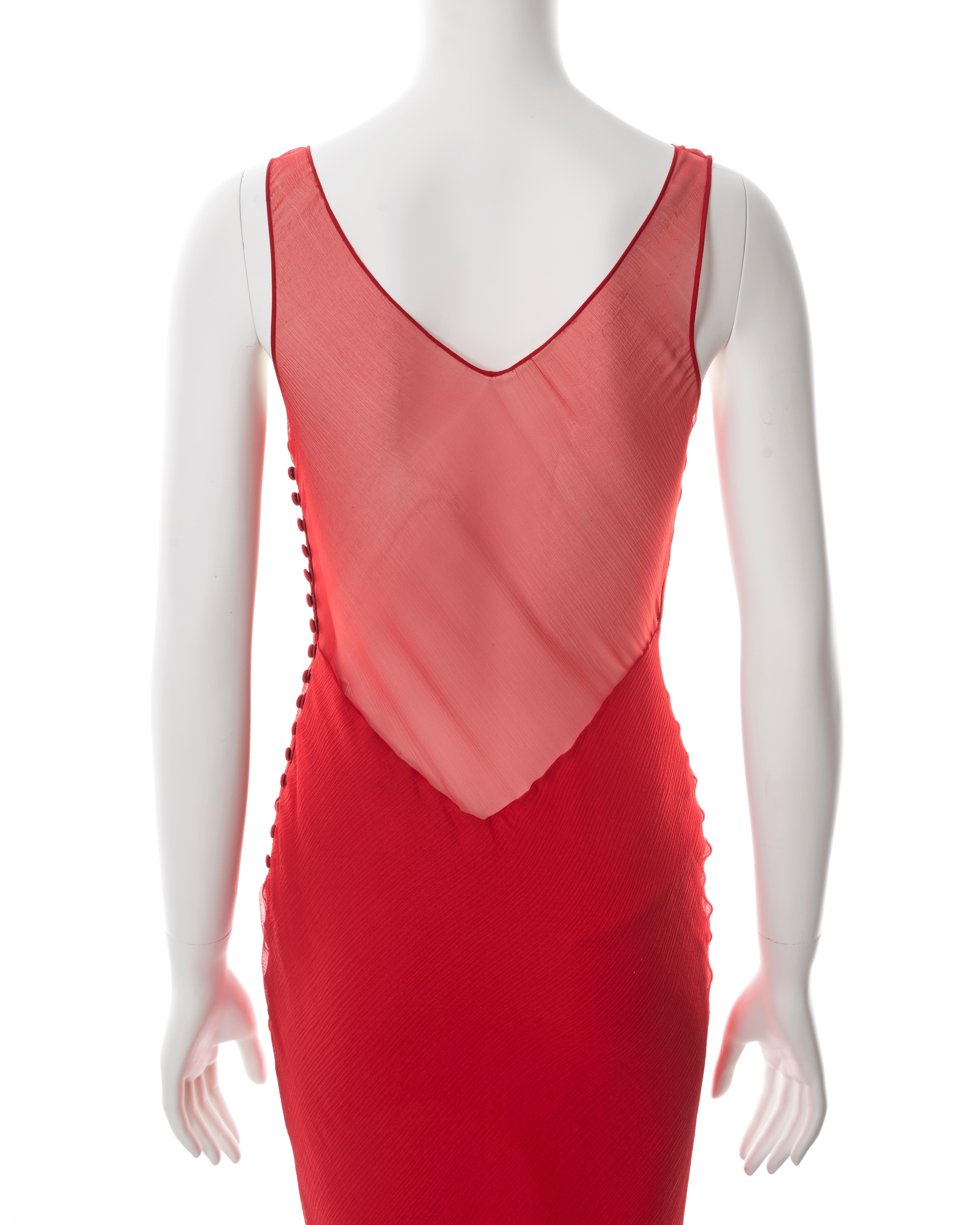 John Galliano red double-layered silk chiffon evening dress, ss 2008 4
