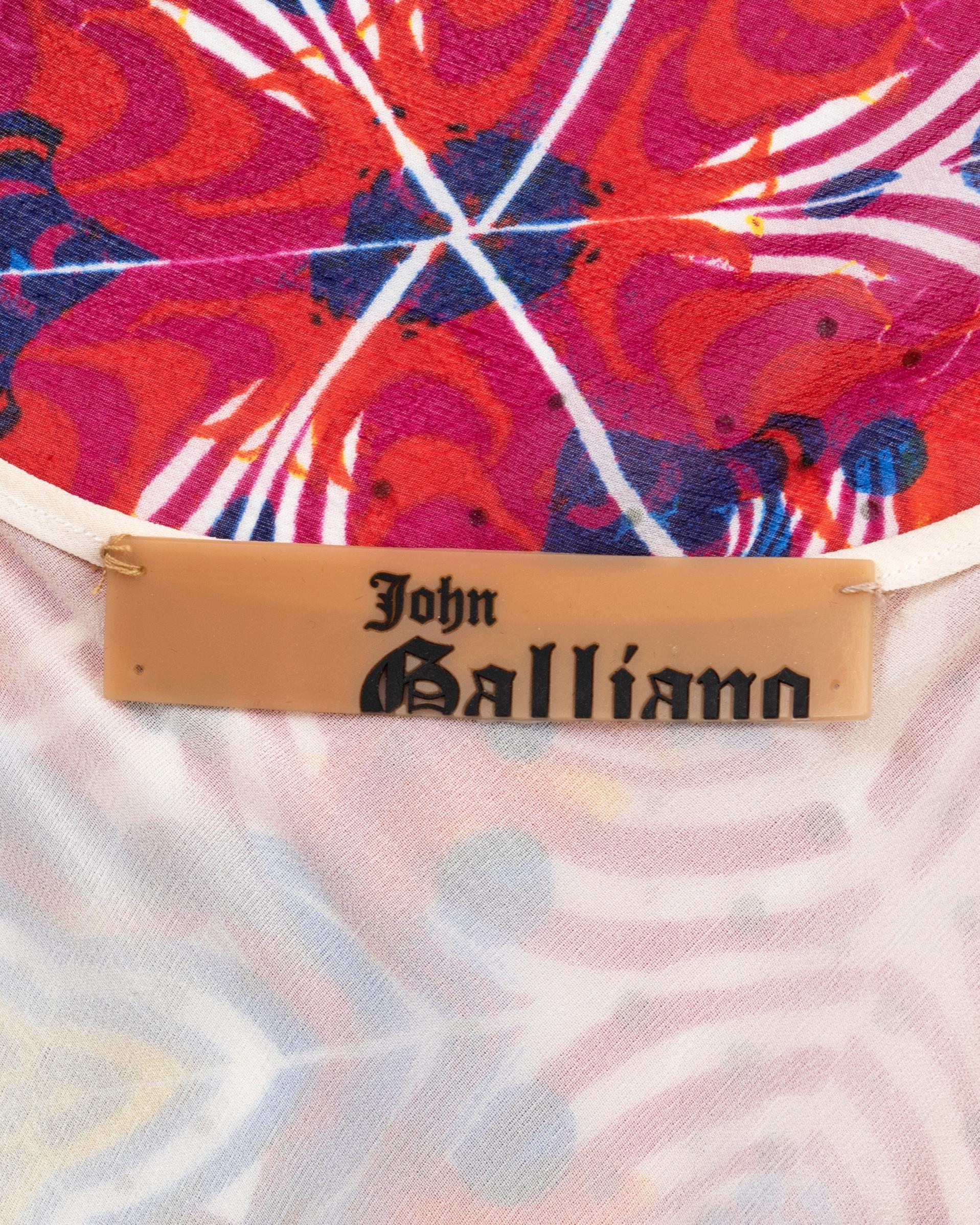 John Galliano red printed silk chiffon evening dress, ss 2002 For Sale 5