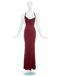 John Galliano red silk and velvet evening dress and jacket, fw 1999