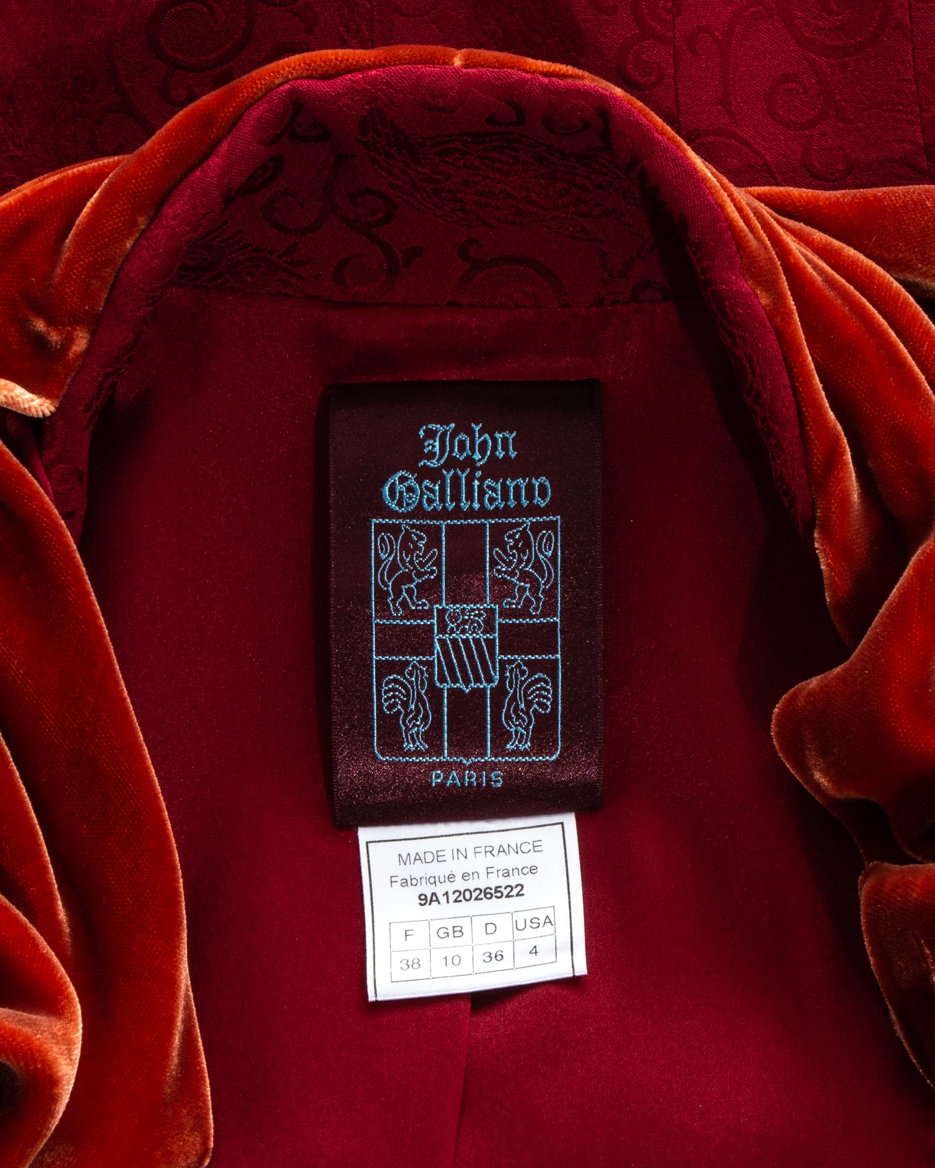 John Galliano red silk and velvet evening dress and jacket, fw 1999 For Sale 1