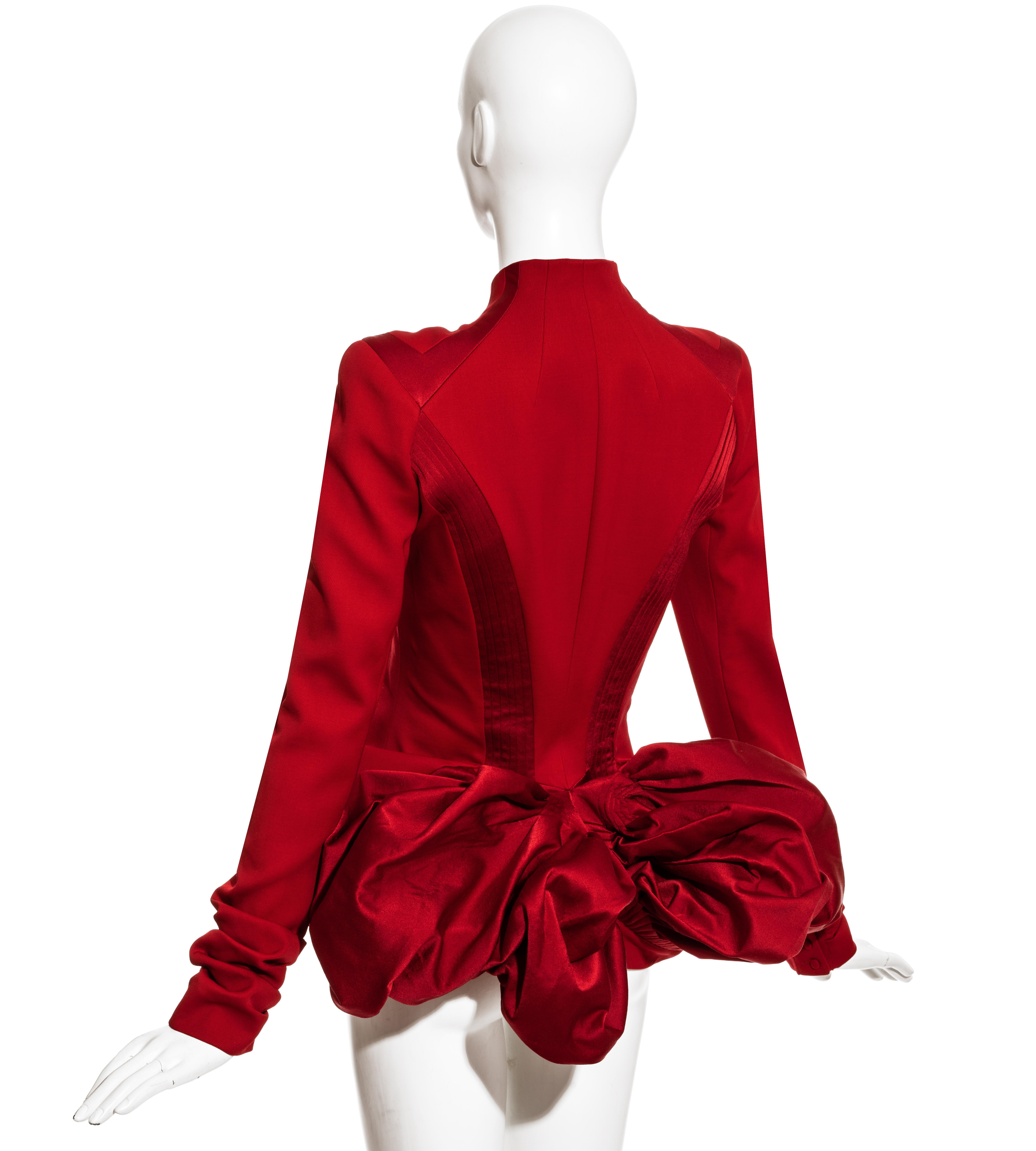 John Galliano red wool and satin bustled evening jacket, fw 2003 5