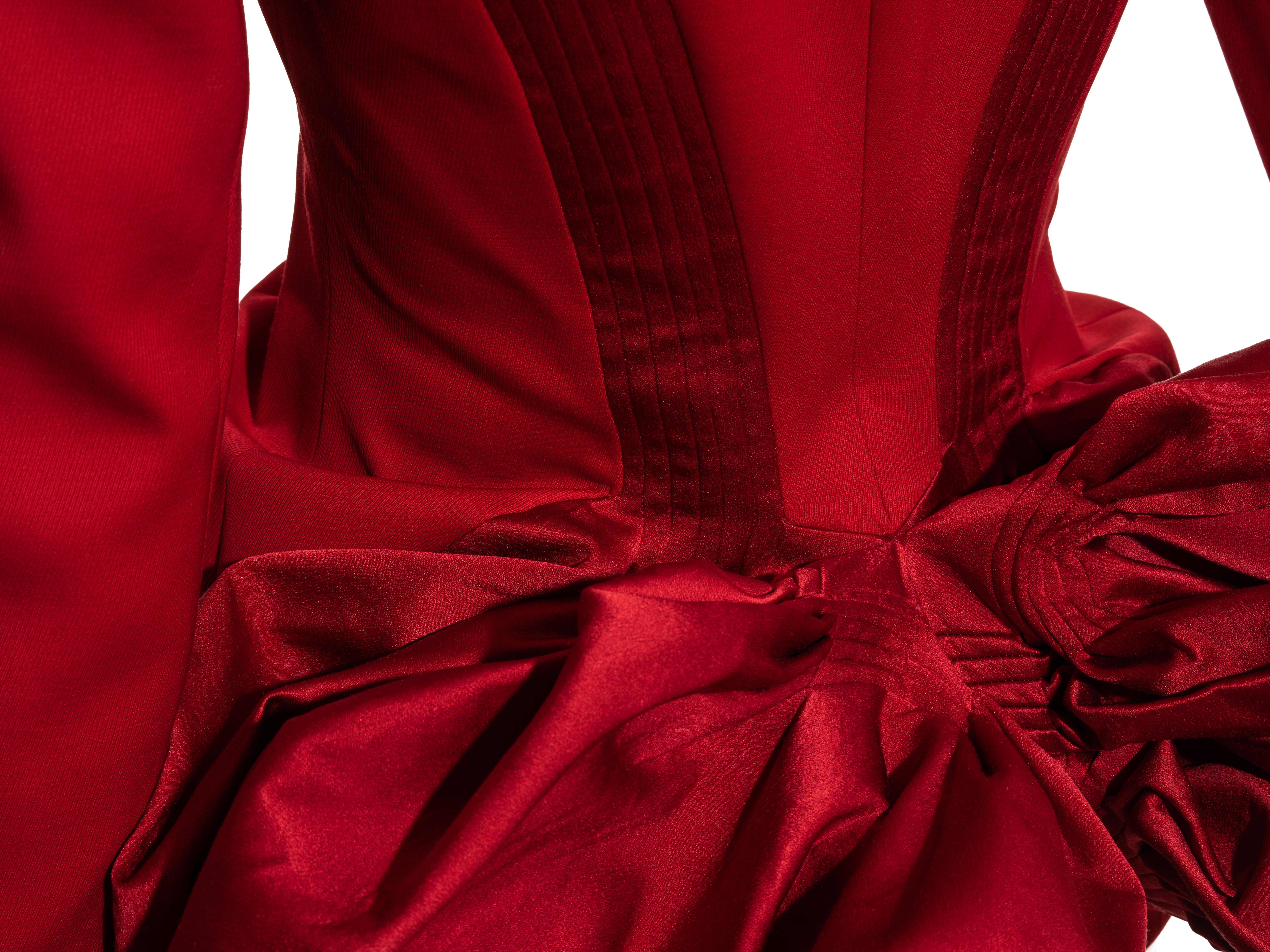 John Galliano red wool and satin bustled evening jacket, fw 2003 3