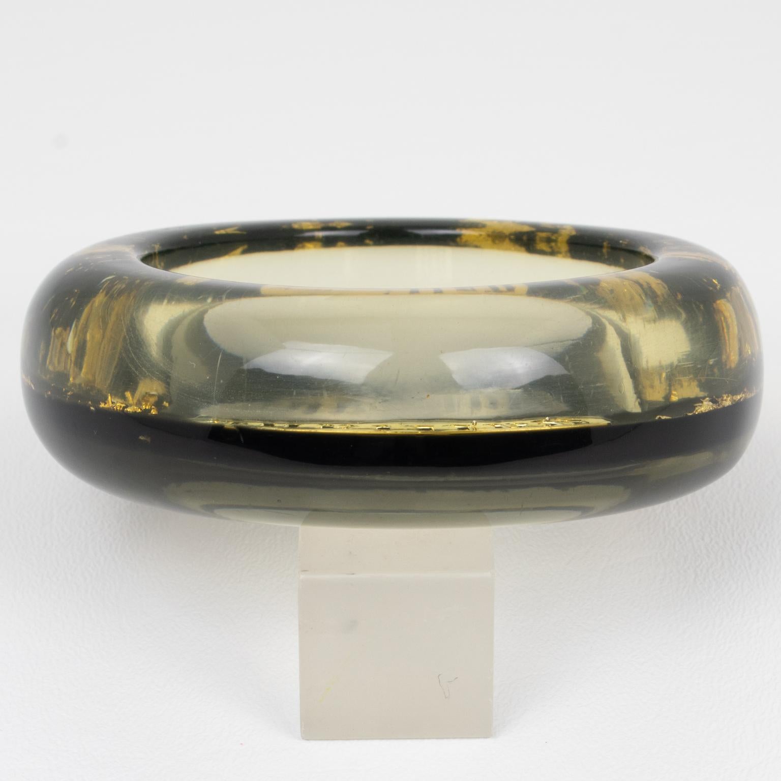 John Galliano Resin Acrylic Bracelet Bangle Gold Flakes Inclusions For Sale 1