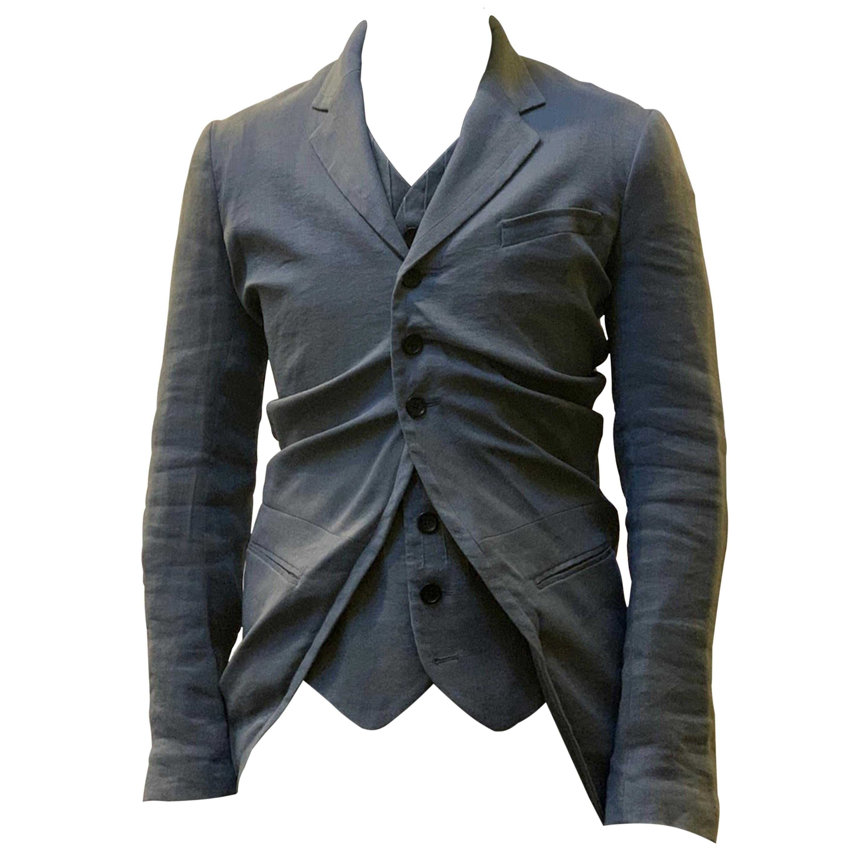 John Galliano Ruched Single Breast Jacket With Attached Waistcoat ...