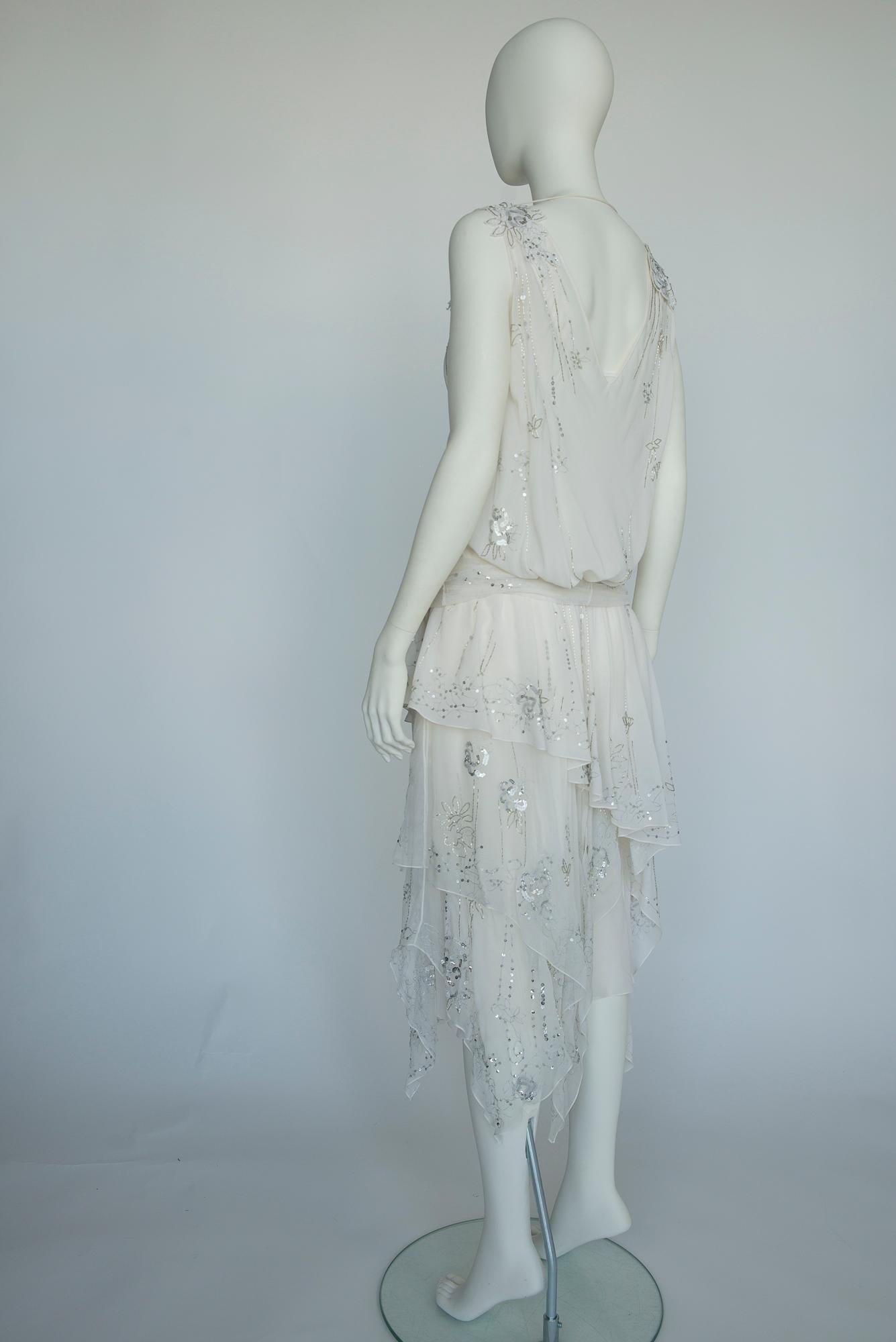 John Galliano Runway Appliqué Silk Chiffon & Mesh Evening Dress, SS2006 7