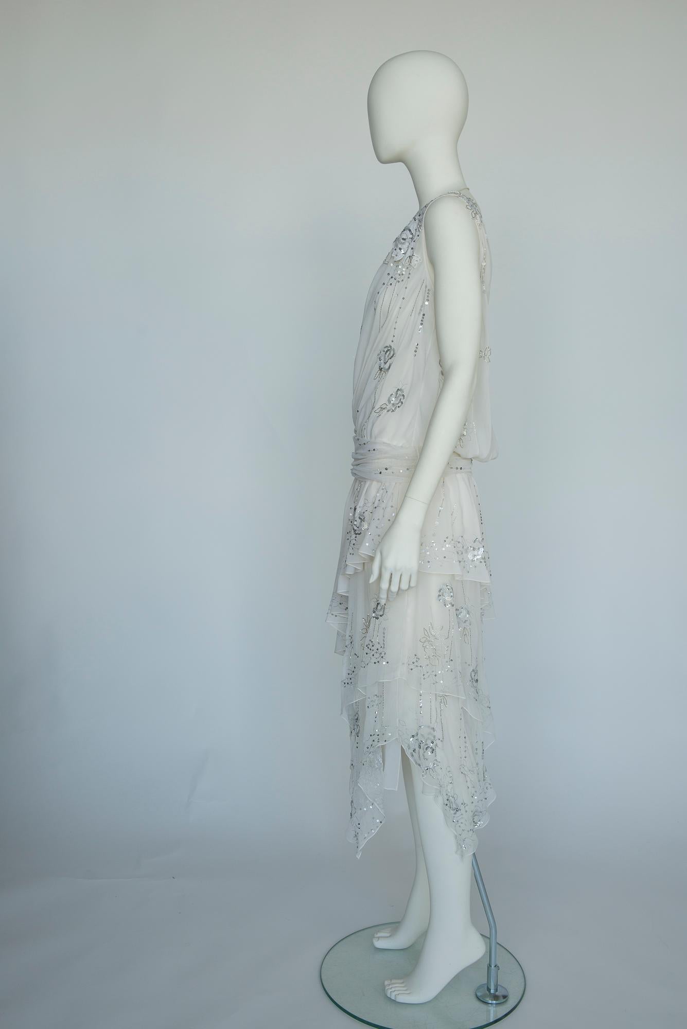 John Galliano Runway Appliqué Silk Chiffon & Mesh Evening Dress, SS2006 8