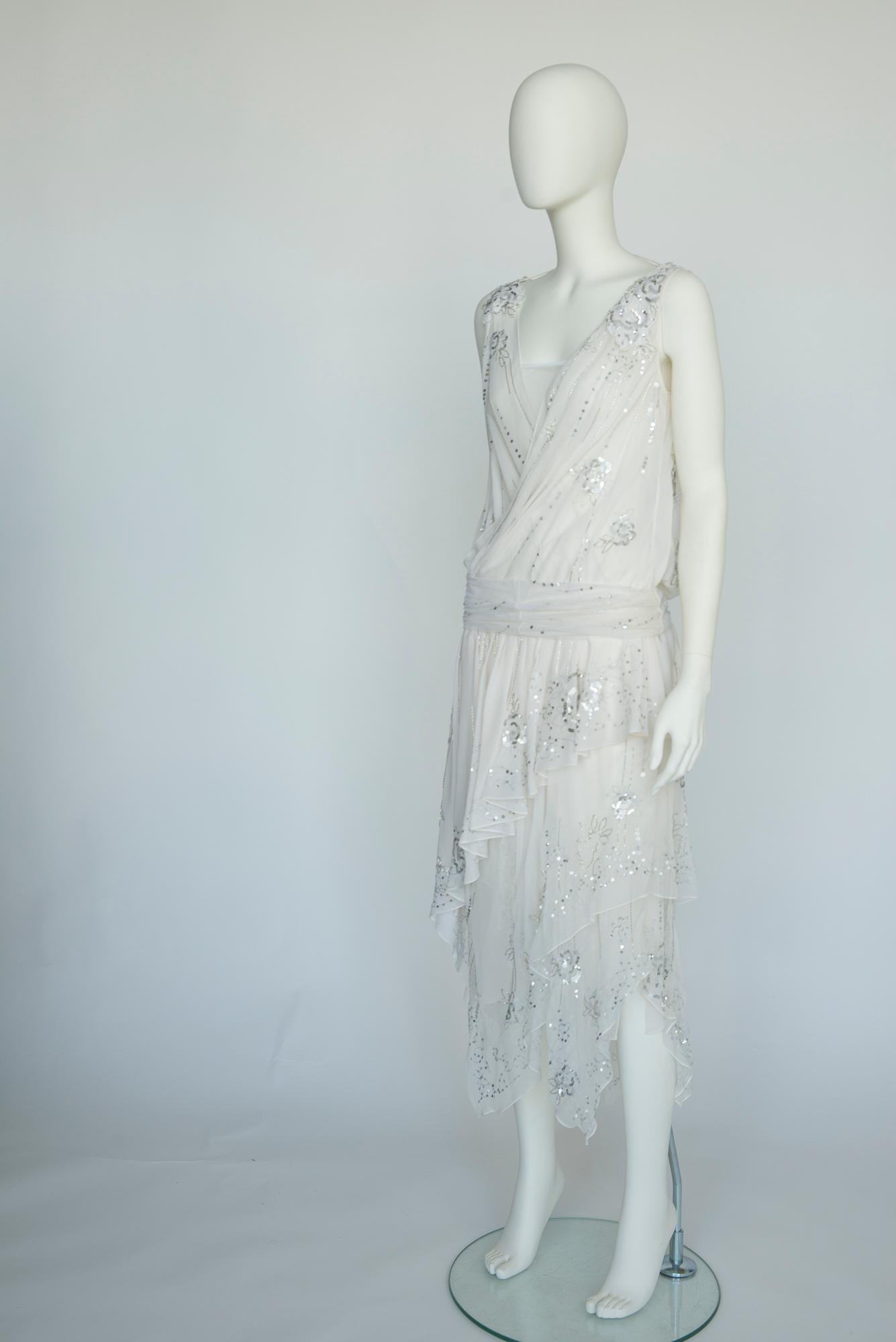 John Galliano Runway Appliqué Silk Chiffon & Mesh Evening Dress, SS2006 9