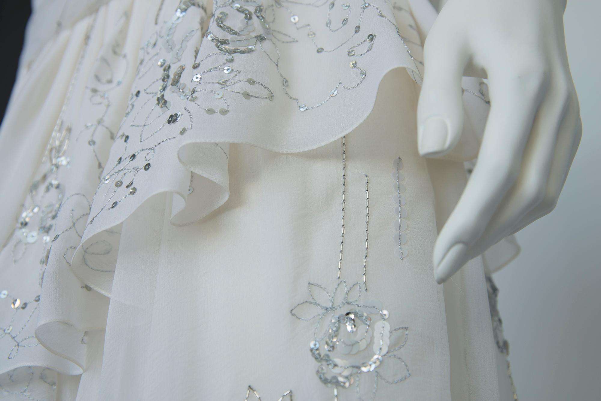 John Galliano Runway Appliqué Silk Chiffon & Mesh Evening Dress, SS2006 12