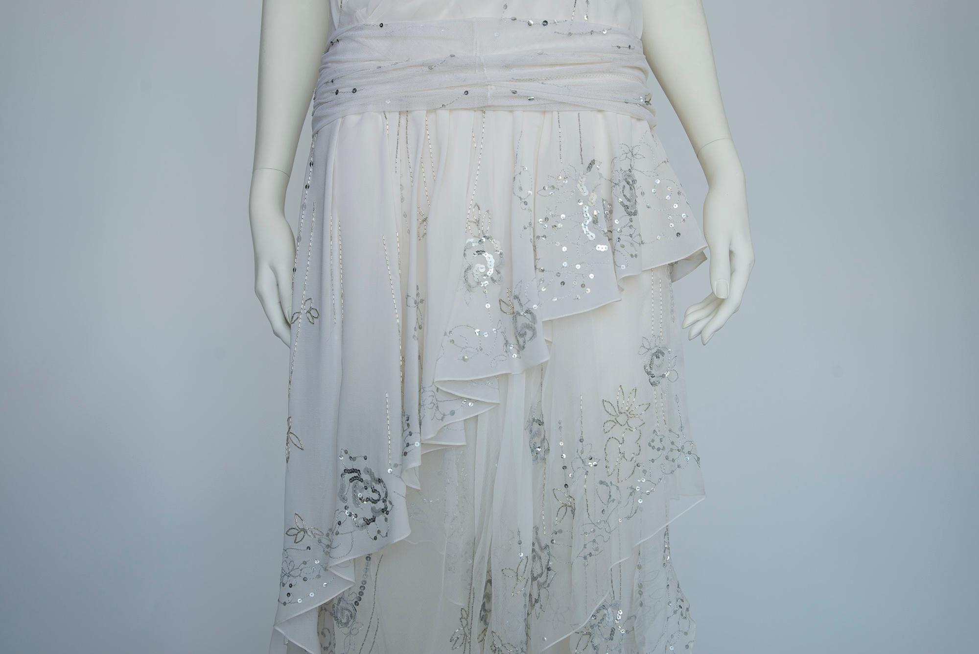 John Galliano Runway Appliqué Silk Chiffon & Mesh Evening Dress, SS2006 In Good Condition In Geneva, CH
