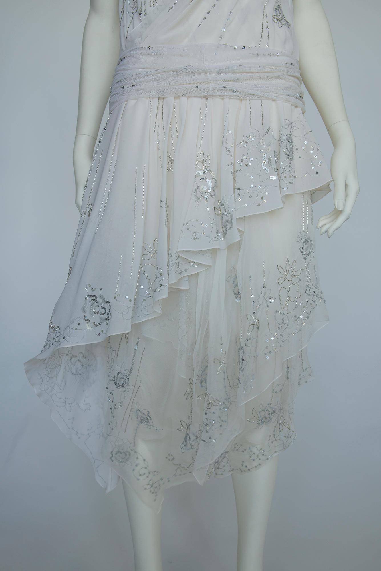 Women's John Galliano Runway Appliqué Silk Chiffon & Mesh Evening Dress, SS2006