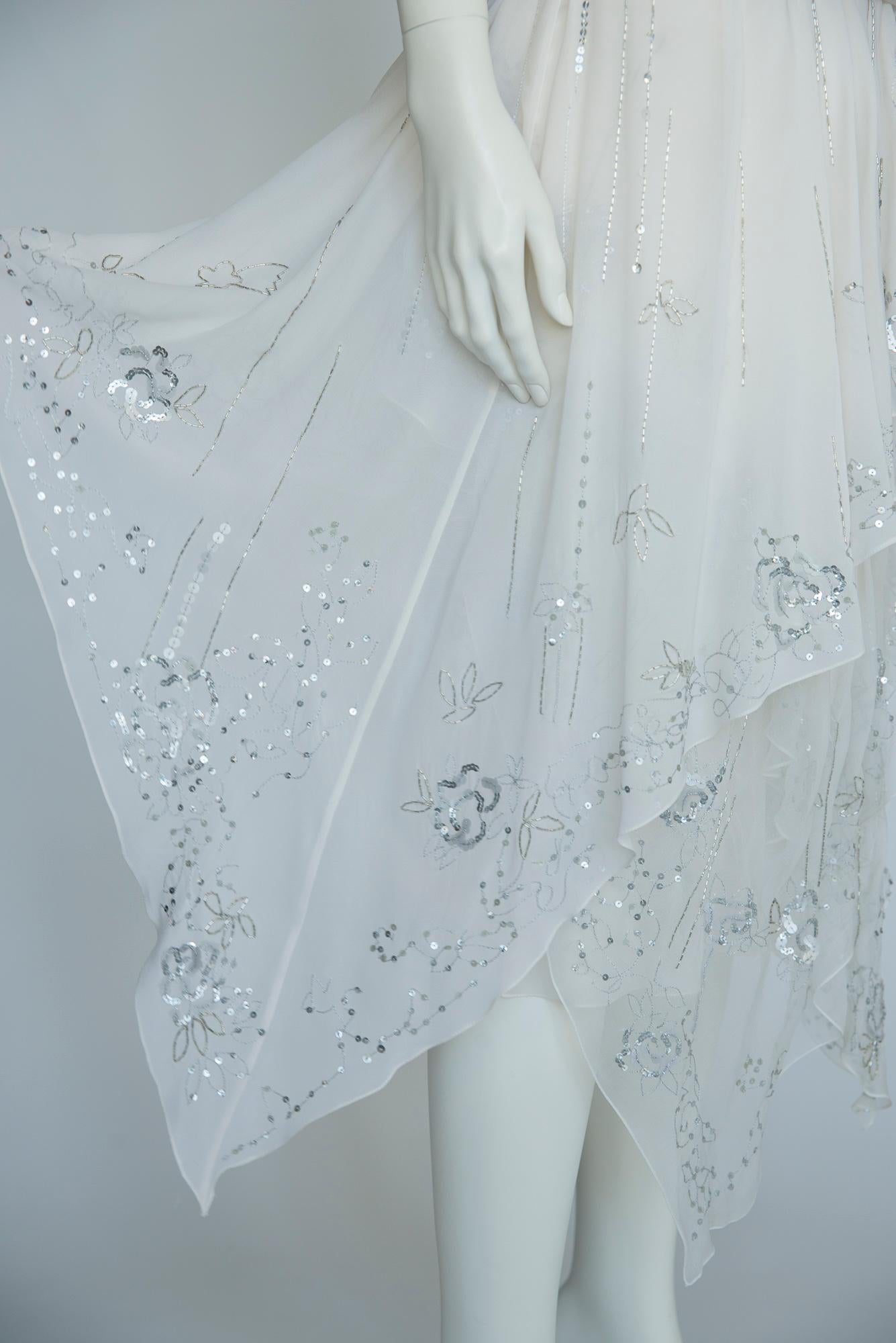 John Galliano Runway Appliqué Silk Chiffon & Mesh Evening Dress, SS2006 3