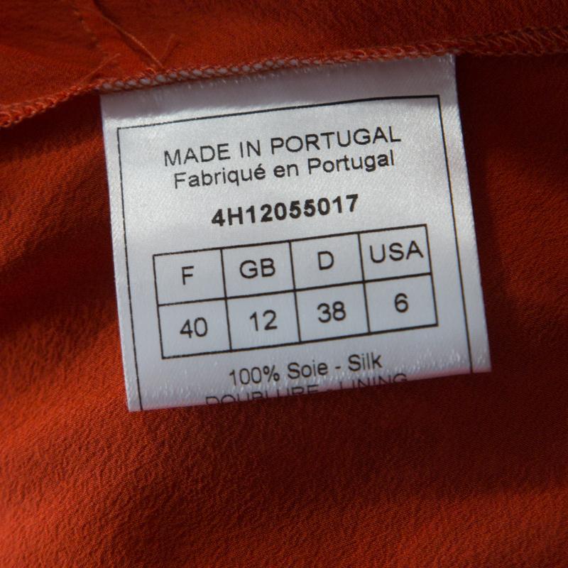 John Galliano Rust Orange Floral Print Silk Camisole Top M In Good Condition For Sale In Dubai, Al Qouz 2