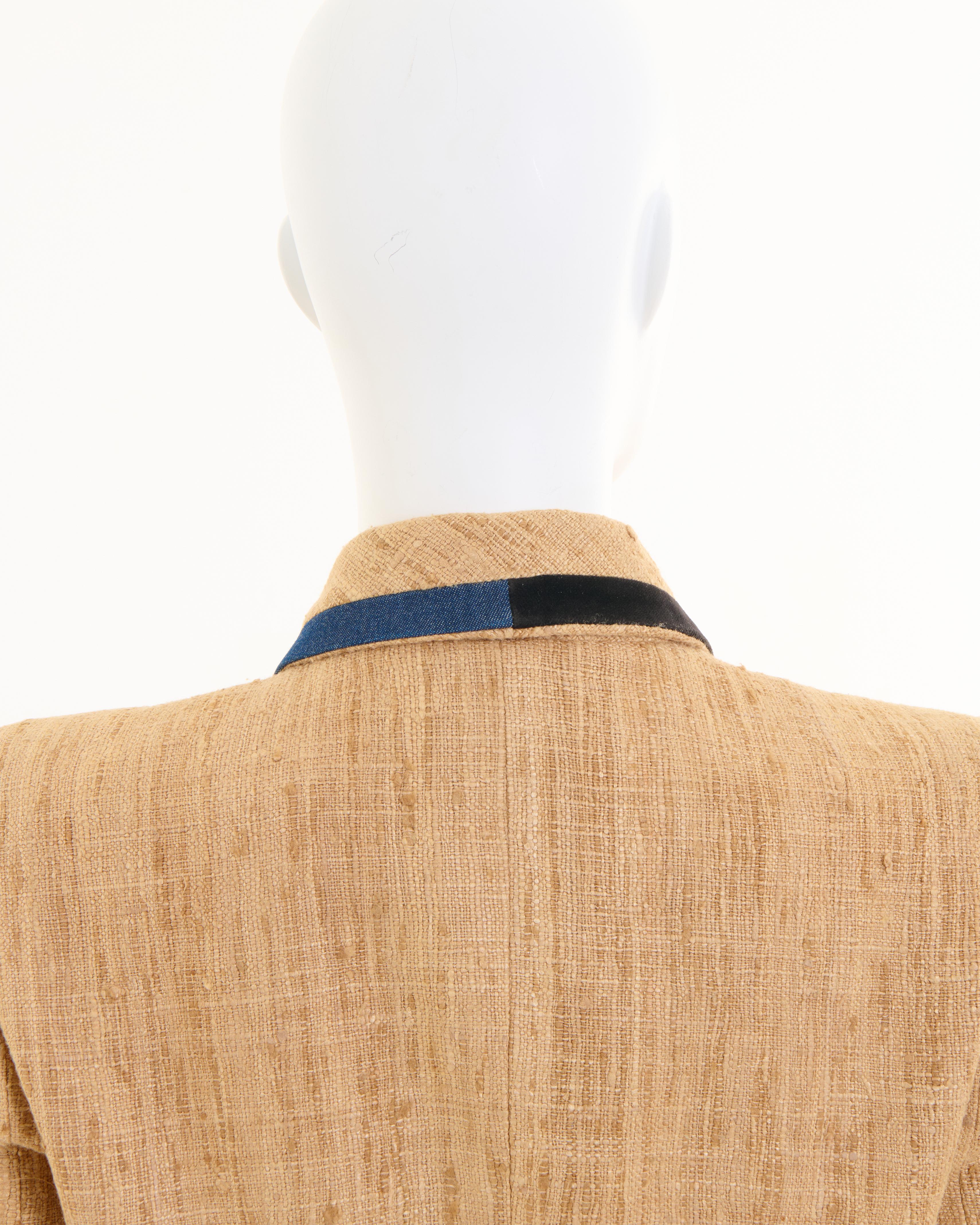 Women's John Galliano S/S 1991 Raw Tan Iuta silk trimmed Jacket