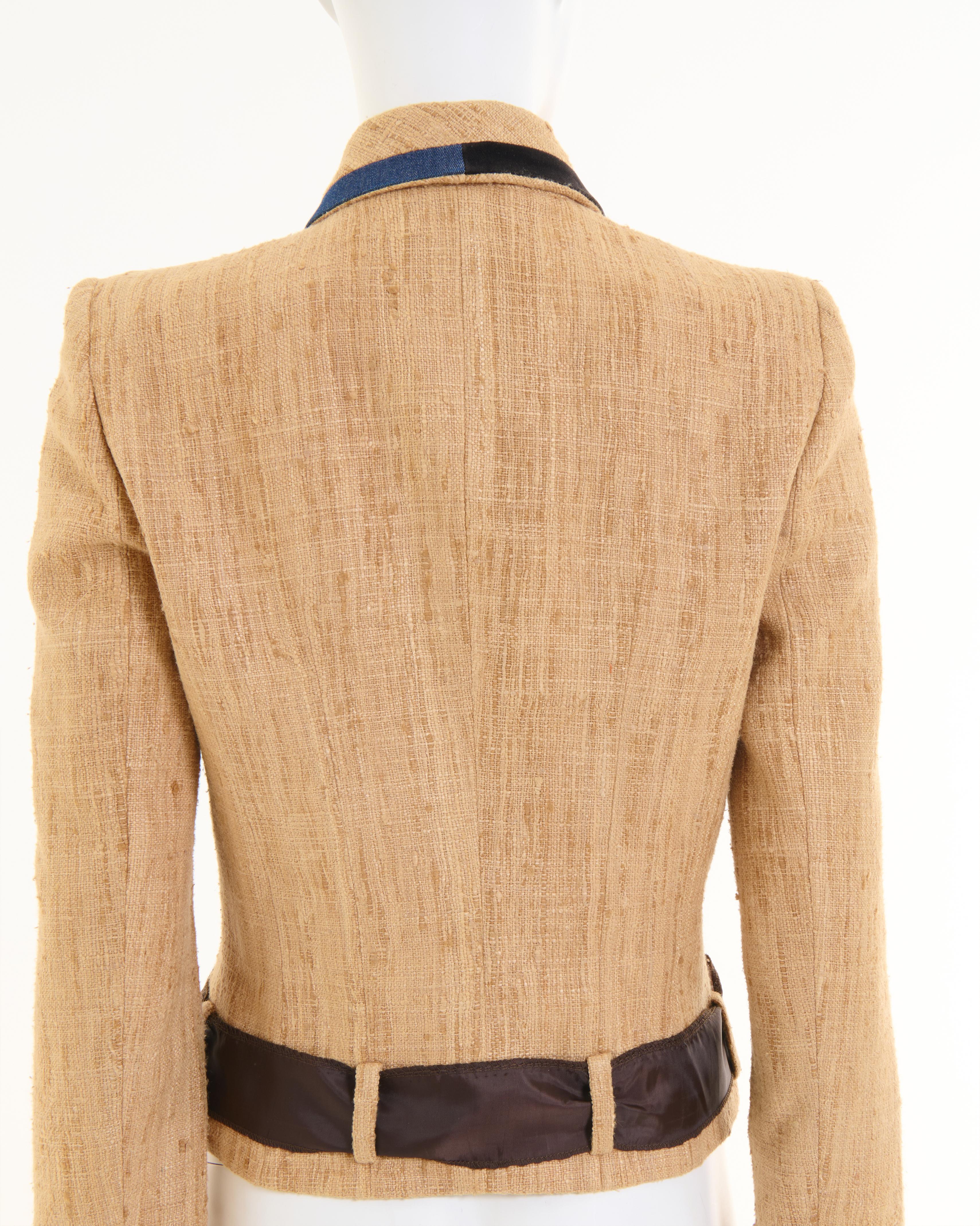 John Galliano S/S 1991 Raw Tan Iuta silk trimmed Jacket 1