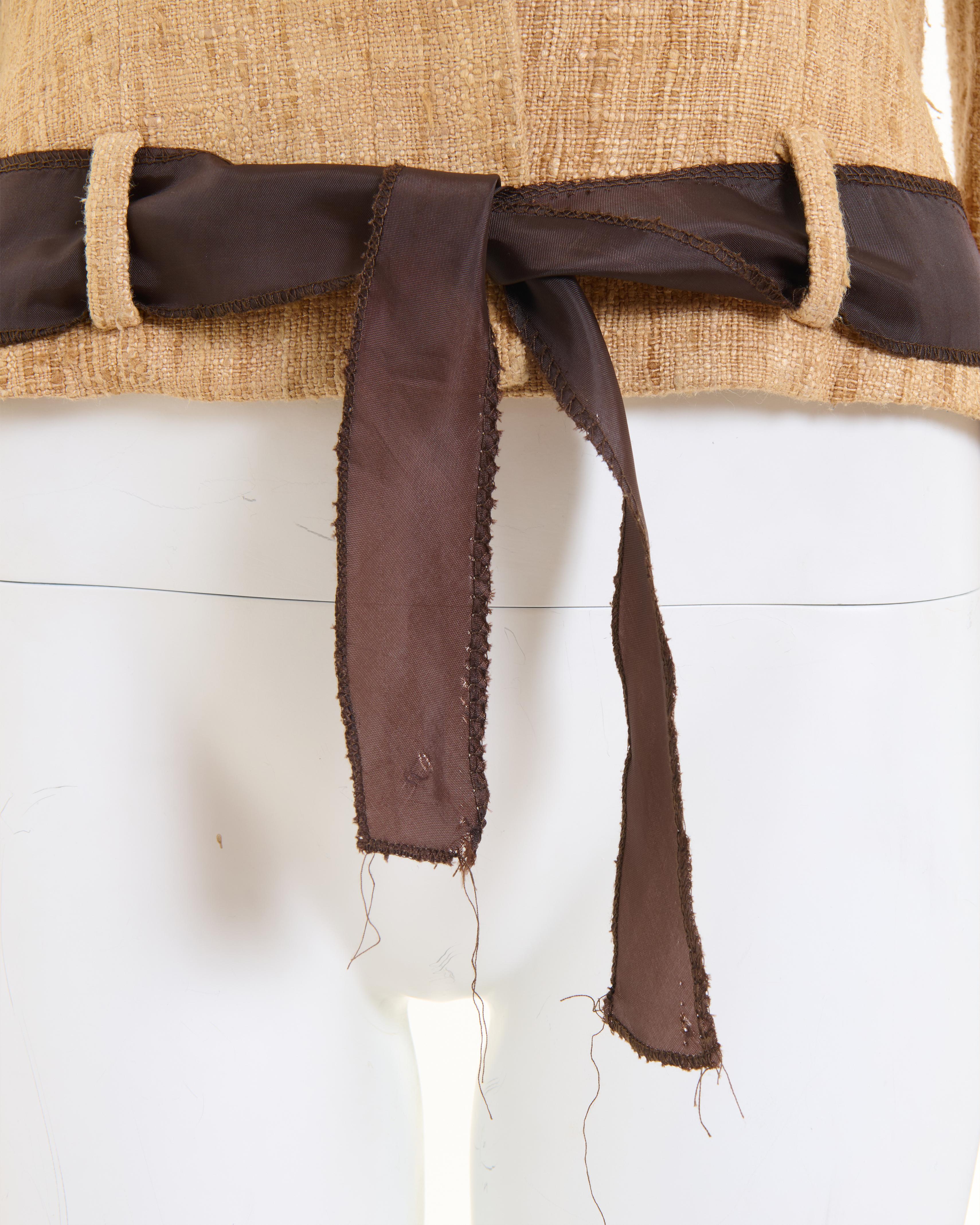 John Galliano S/S 1991 Raw Tan Iuta silk trimmed Jacket 4