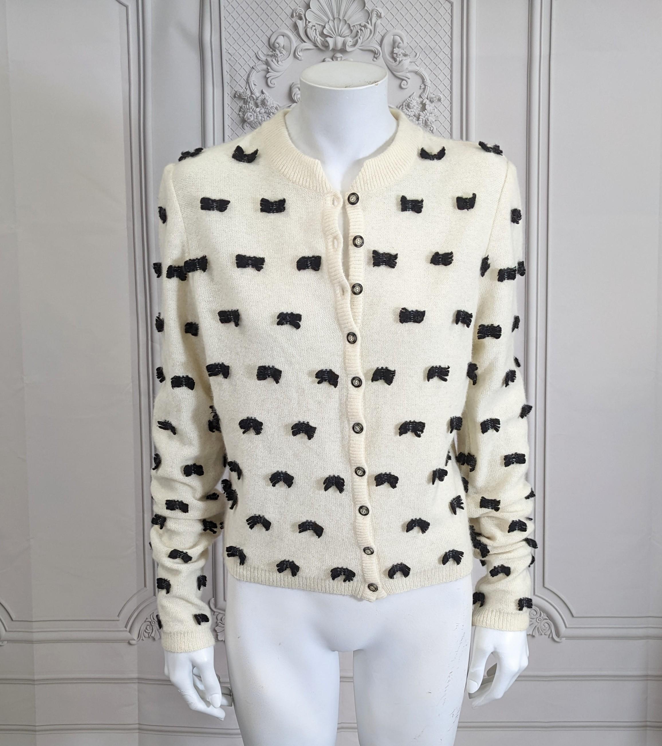 John Galliano S/S 1998-99 Ivory Wool Bow Cardigan In Excellent Condition In New York, NY