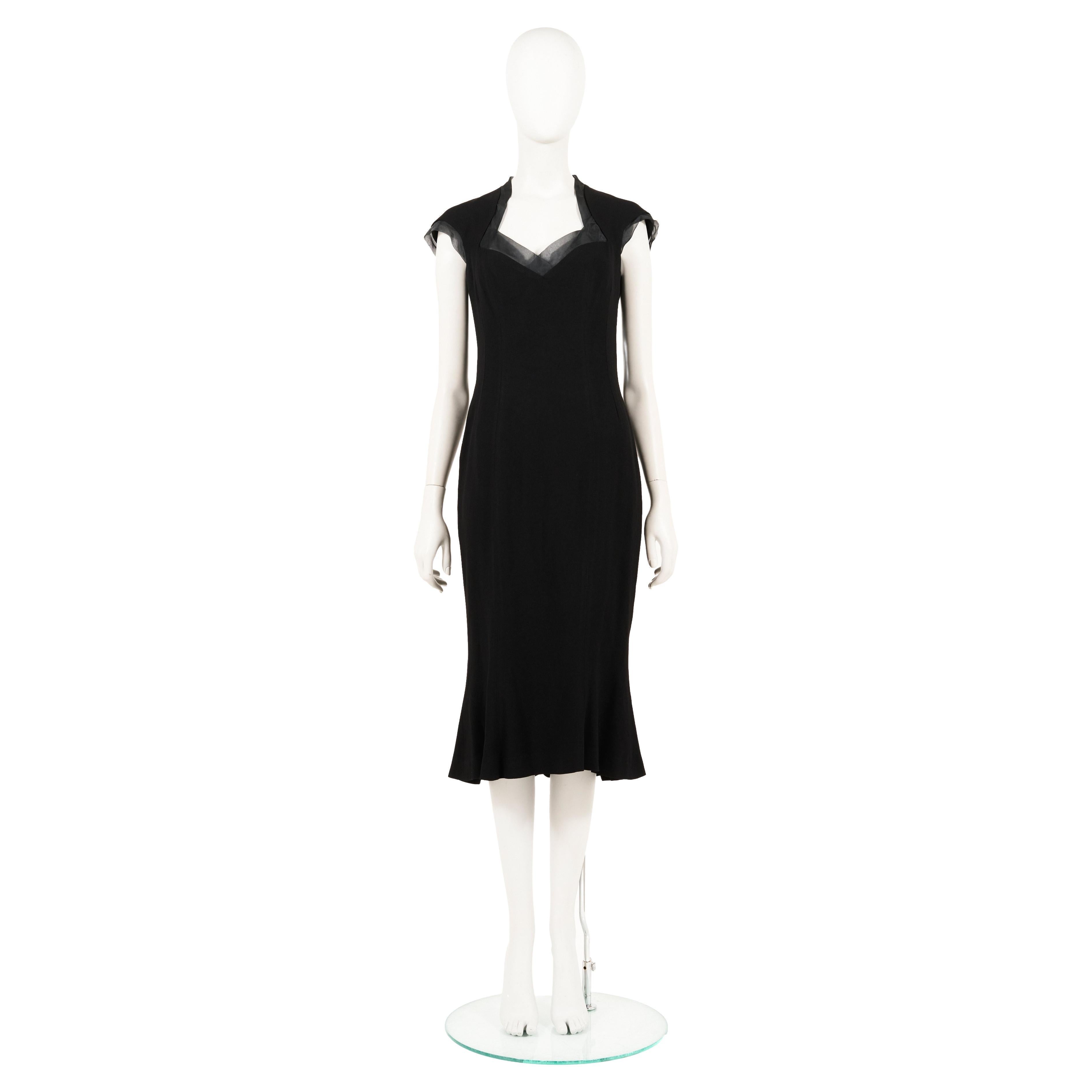 John Galliano S/S 1998 black godet dress  For Sale