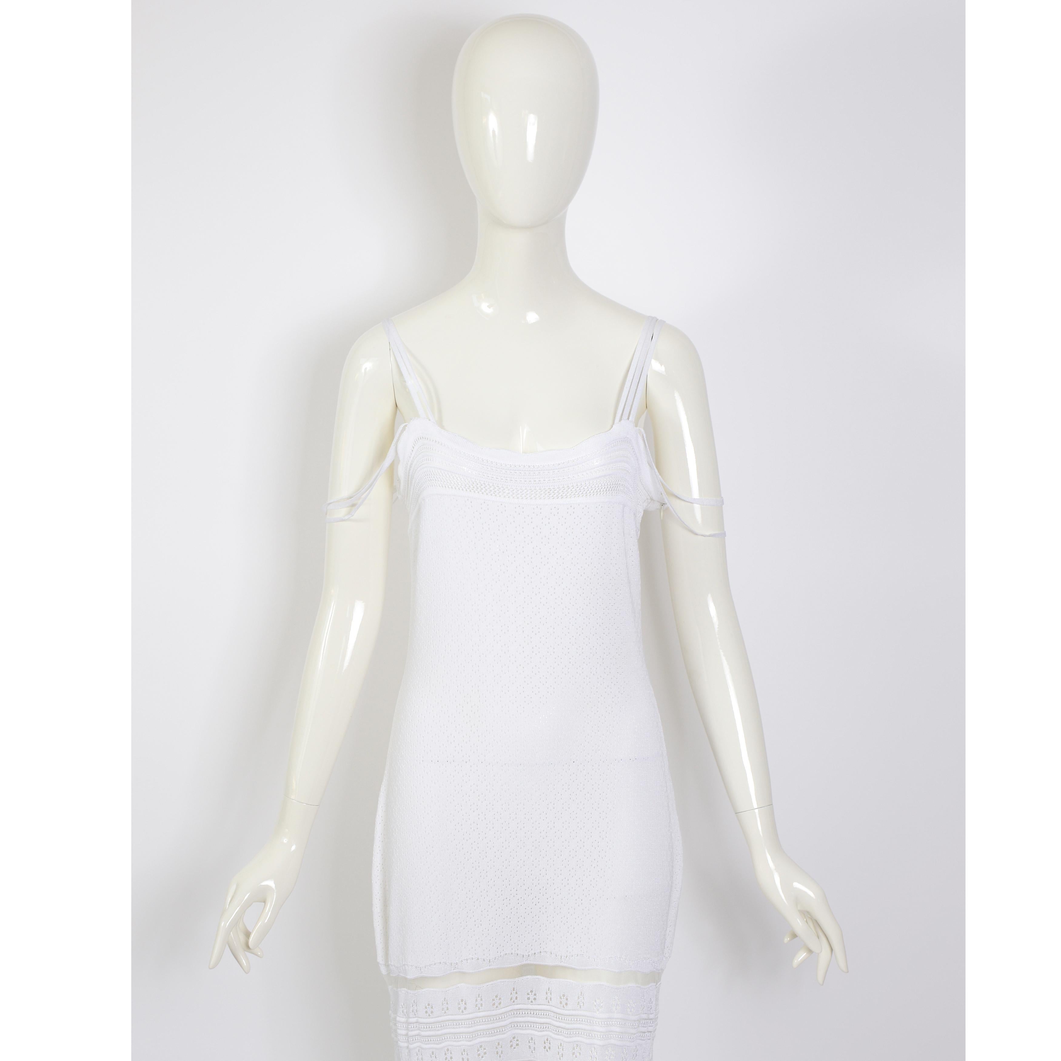 Women's  John Galliano S/S 1998 vintage white knit & mesh wedding or evening dress 