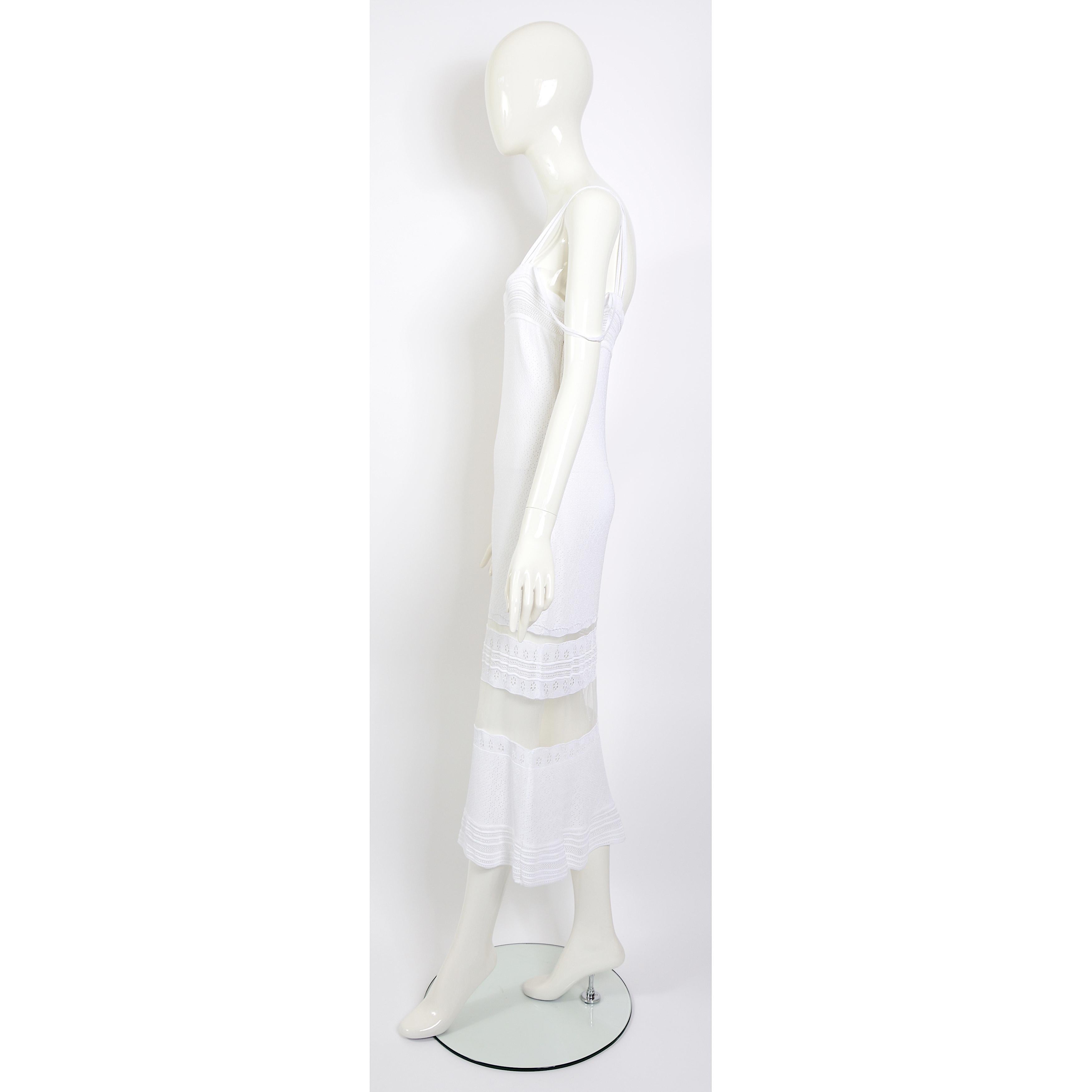  John Galliano S/S 1998 vintage white knit & mesh wedding or evening dress  1