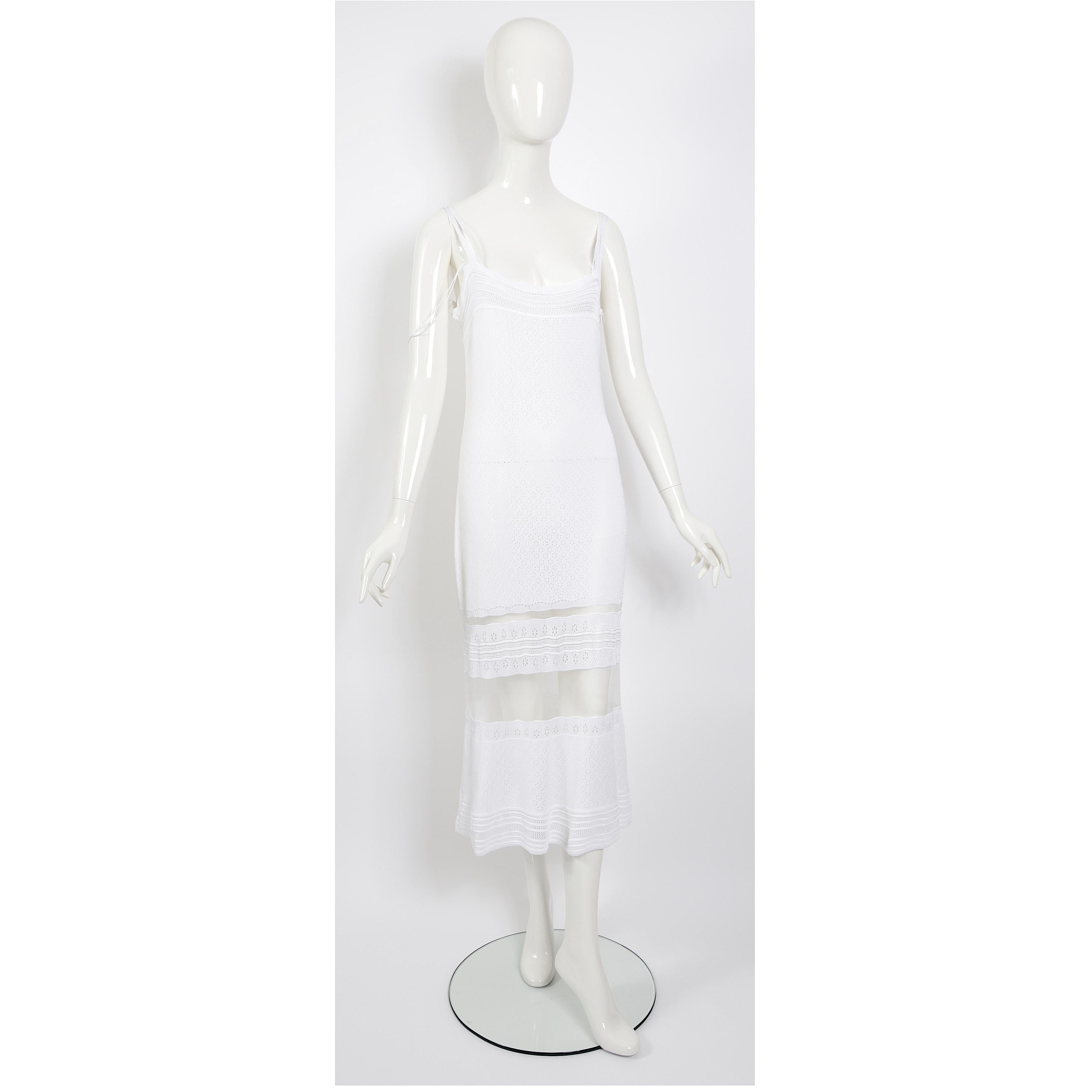  John Galliano S/S 1998 vintage white knit & mesh wedding or evening dress  2