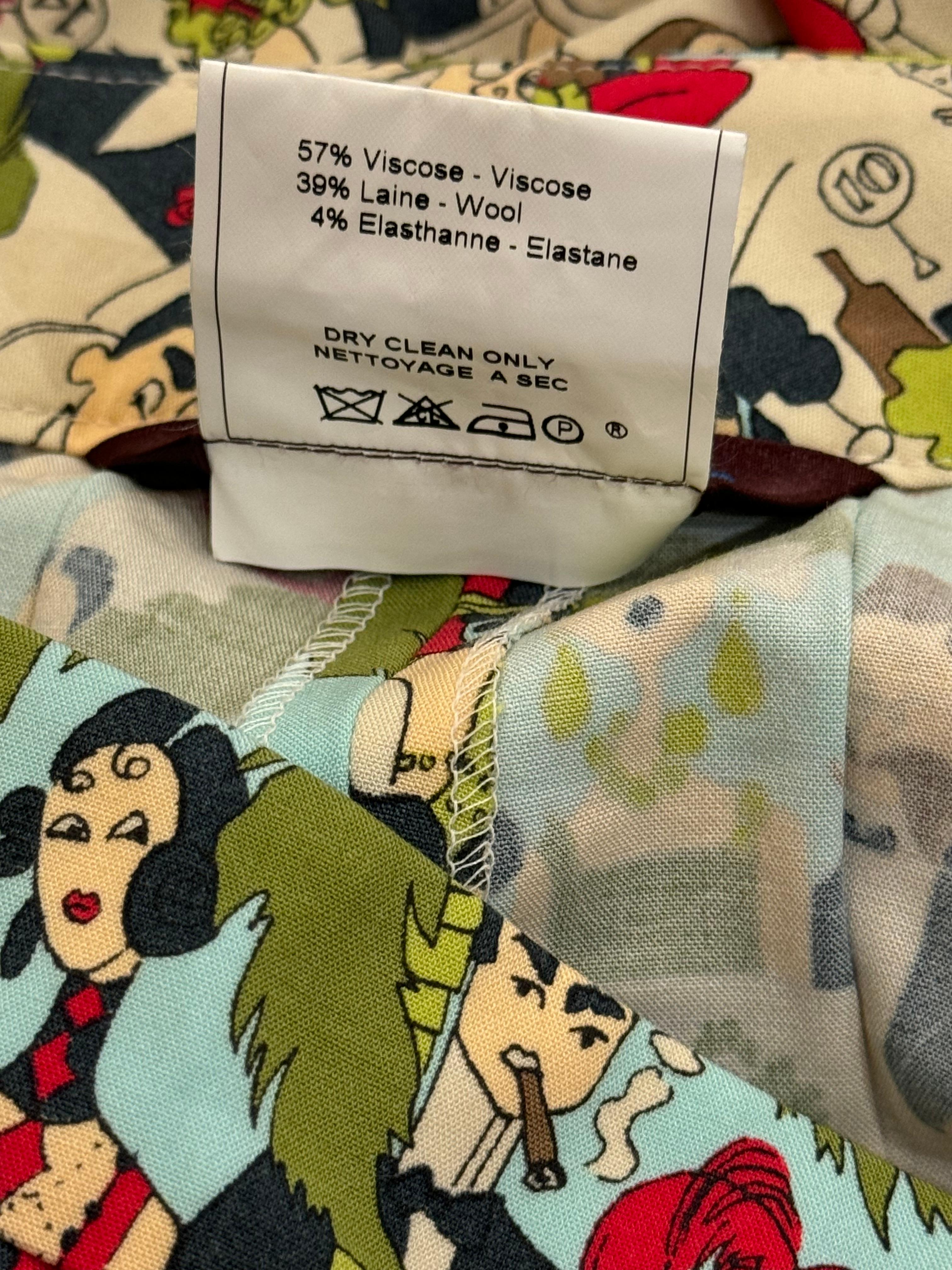 John Galliano S/S 2001 café Society Druck seltene Hose im Angebot 2