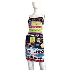 JOHN GALLIANO S/S 2002 "Formula One" Graphic Print Stretch Knit Mini Dress