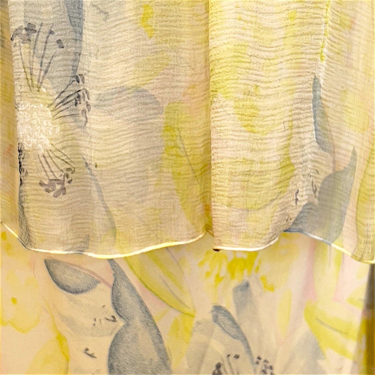 John Galliano S/S 2003 Robe superposée en soie jaune exquise Pour femmes en vente