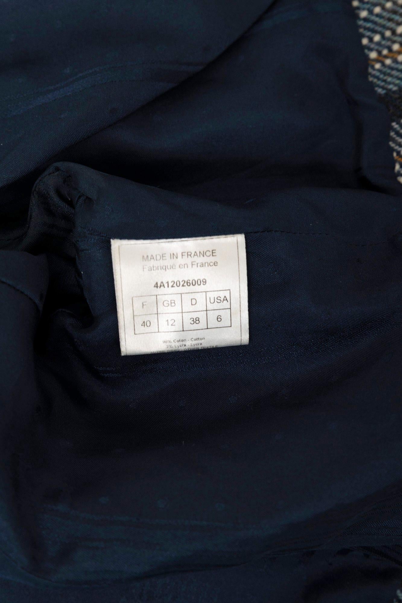 John Galliano S/S 2005 - Veste en soie verte et bleue à carreaux Bondage en vente 7