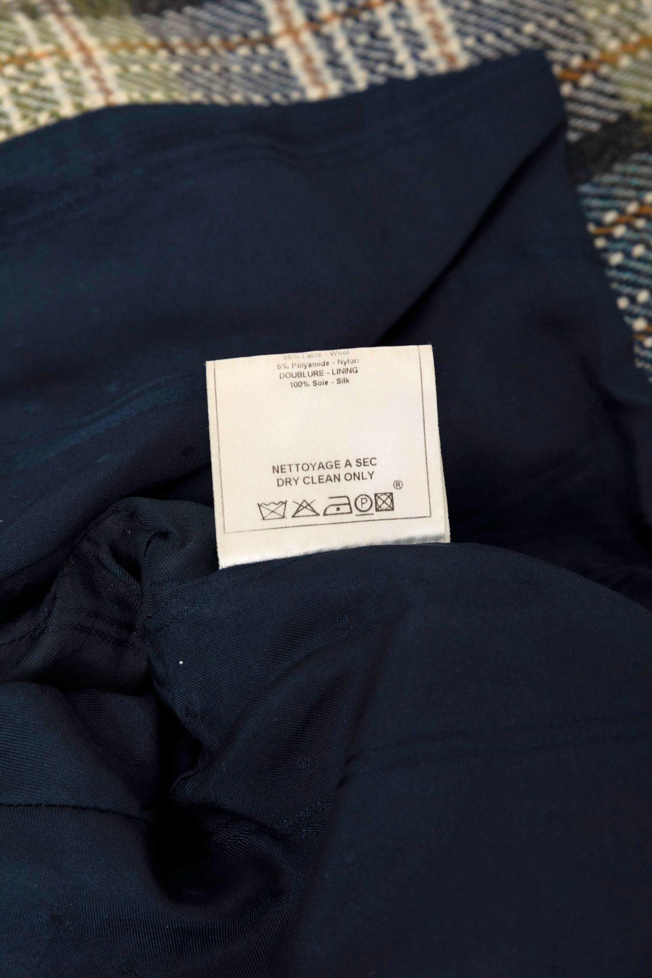 John Galliano S/S 2005 - Veste en soie verte et bleue à carreaux Bondage en vente 8