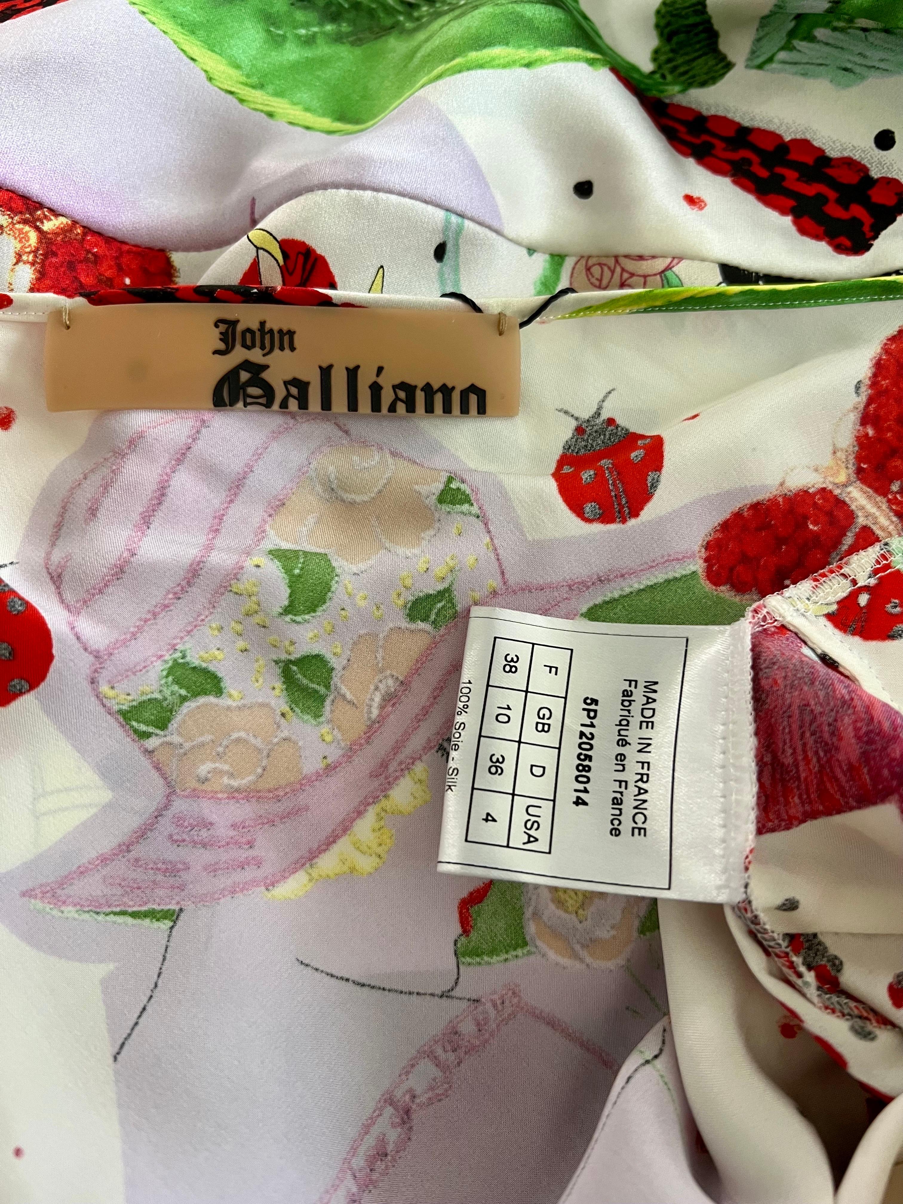 John Galliano S/S 2005 Cherry Print Tie Up Silk Slip Mini Dress For Sale 5