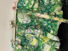 John Galliano S/S 2005 chiffon silk and silver metal minaudiere clutch