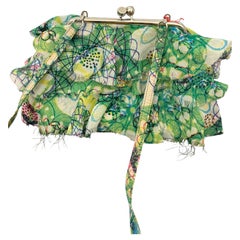 John Galliano S/S 2005 chiffon silk and silver metal minaudiere clutch