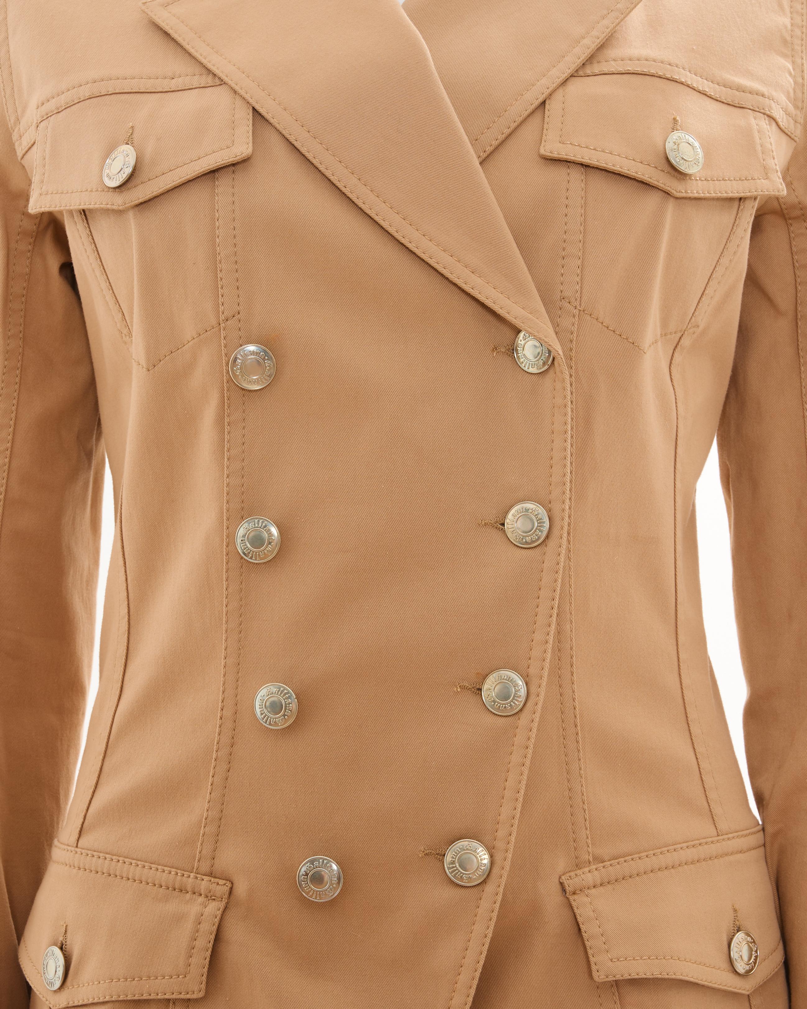 Donna John Galliano S/S 2005 Double Breasted Napoleon Beige Jacket in vendita