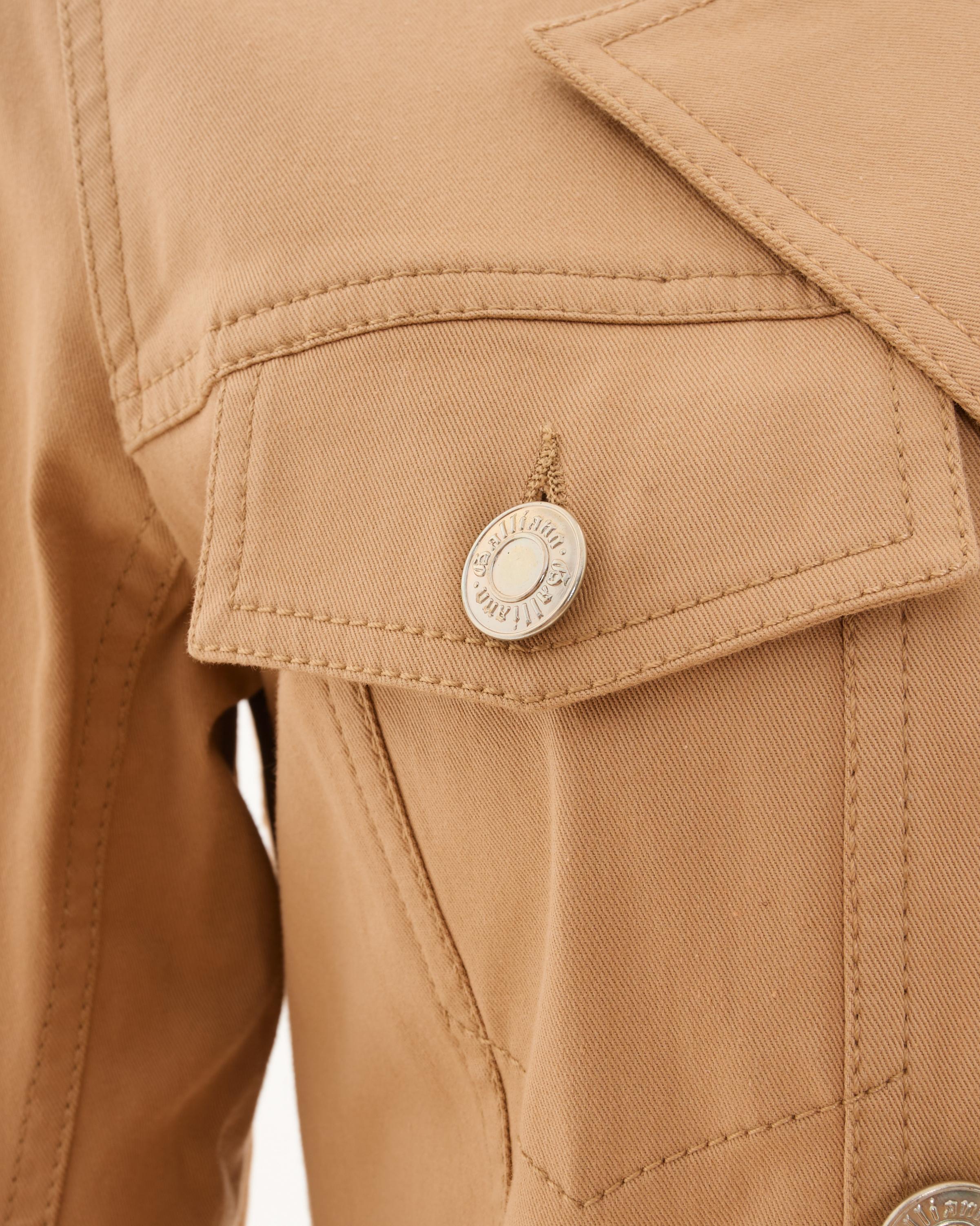 John Galliano S/S 2005 Double Breasted Napoleon Beige Jacket in vendita 1