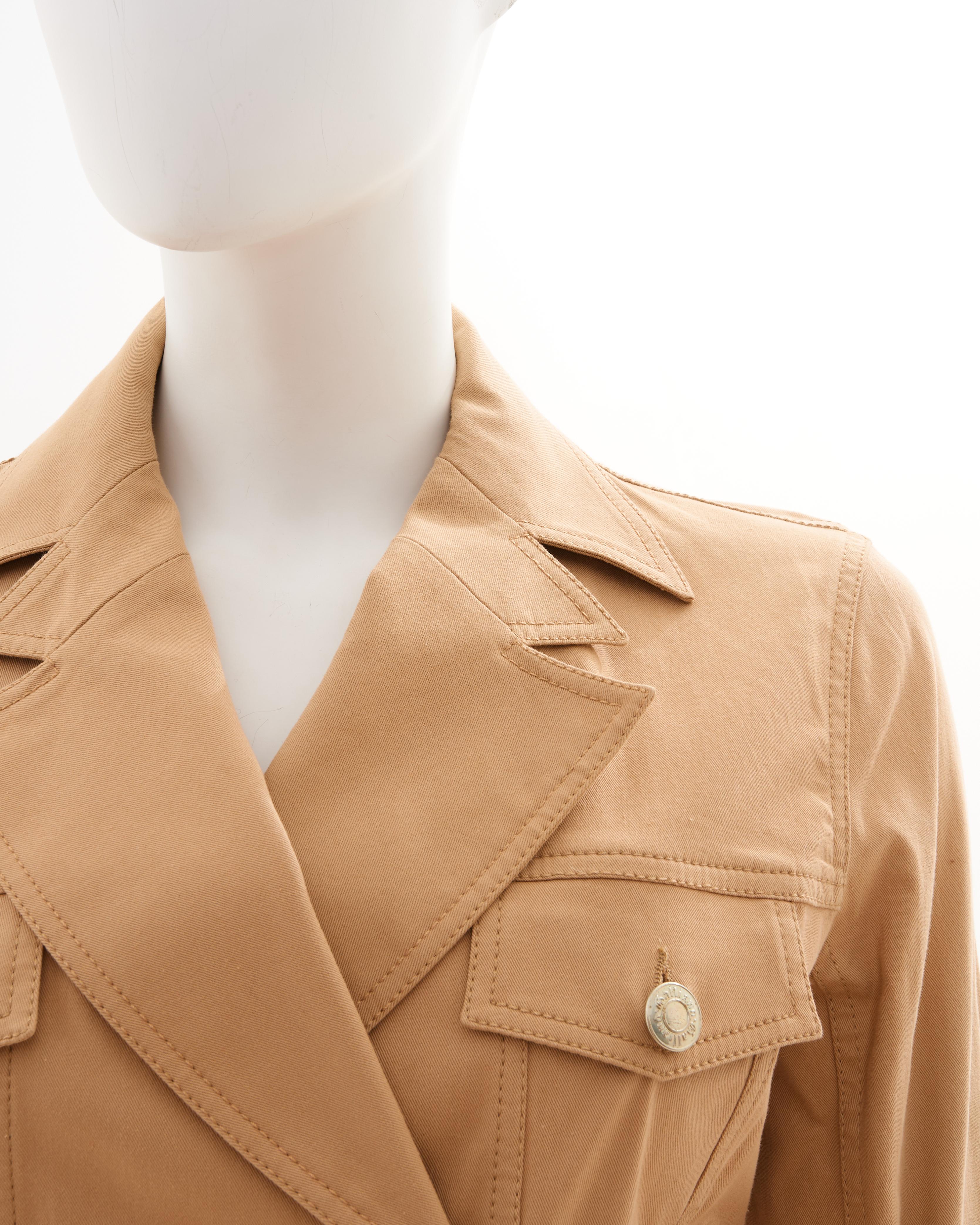 John Galliano S/S 2005 Double Breasted Napoleon Beige Jacket in vendita 3