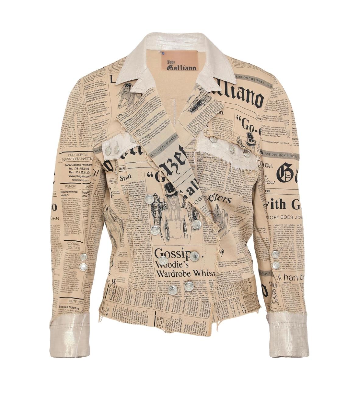 Vintage John Galliano 2005 Gazette print jacket 
Size 40 

Great condition, tried on only. Without tags 