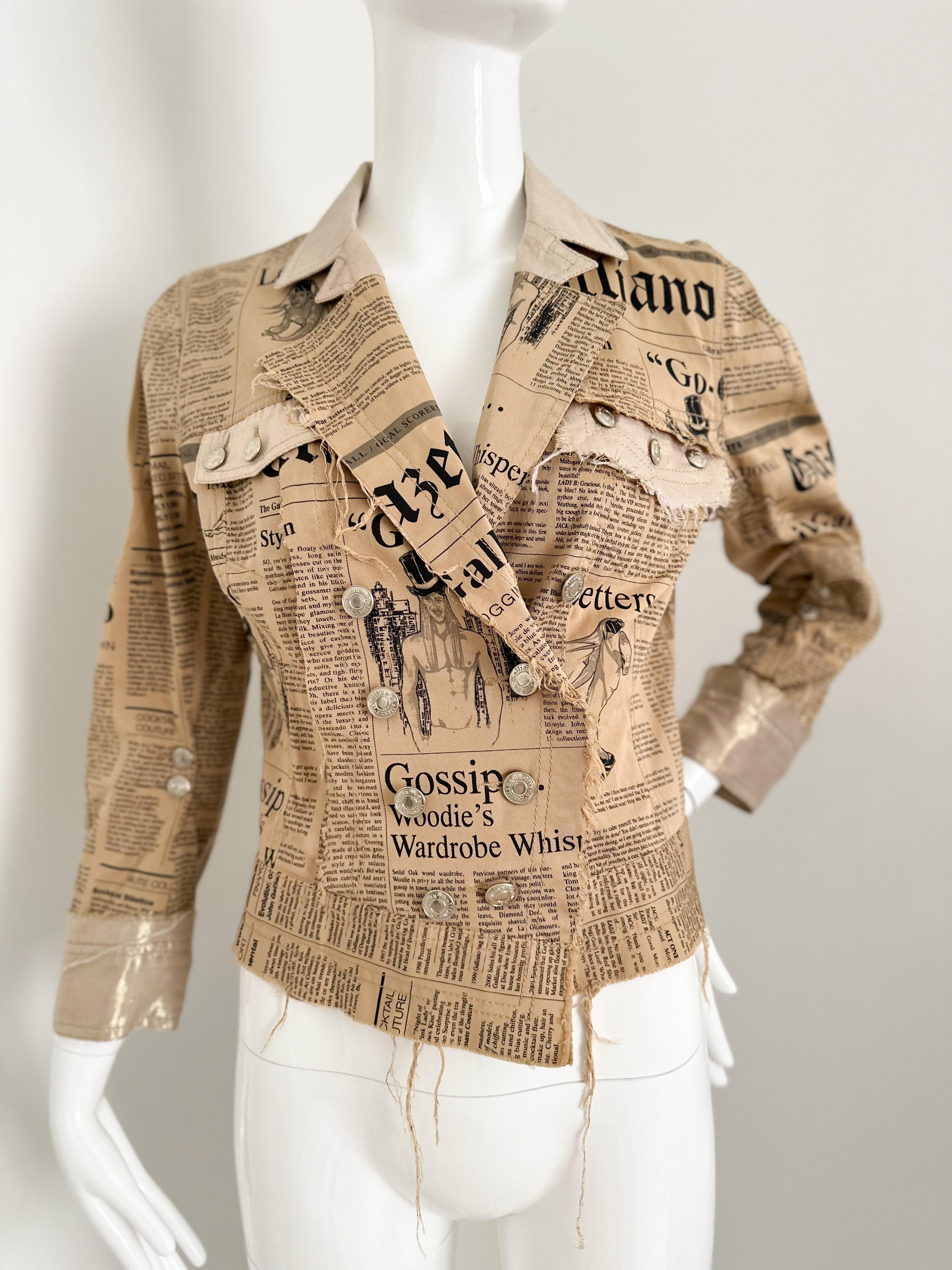 John Galliano S/S 2005 Gazette print blazer  For Sale 1