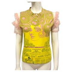 John Galliano S/S 2005 runway gazette newspaper and lace top t shirt