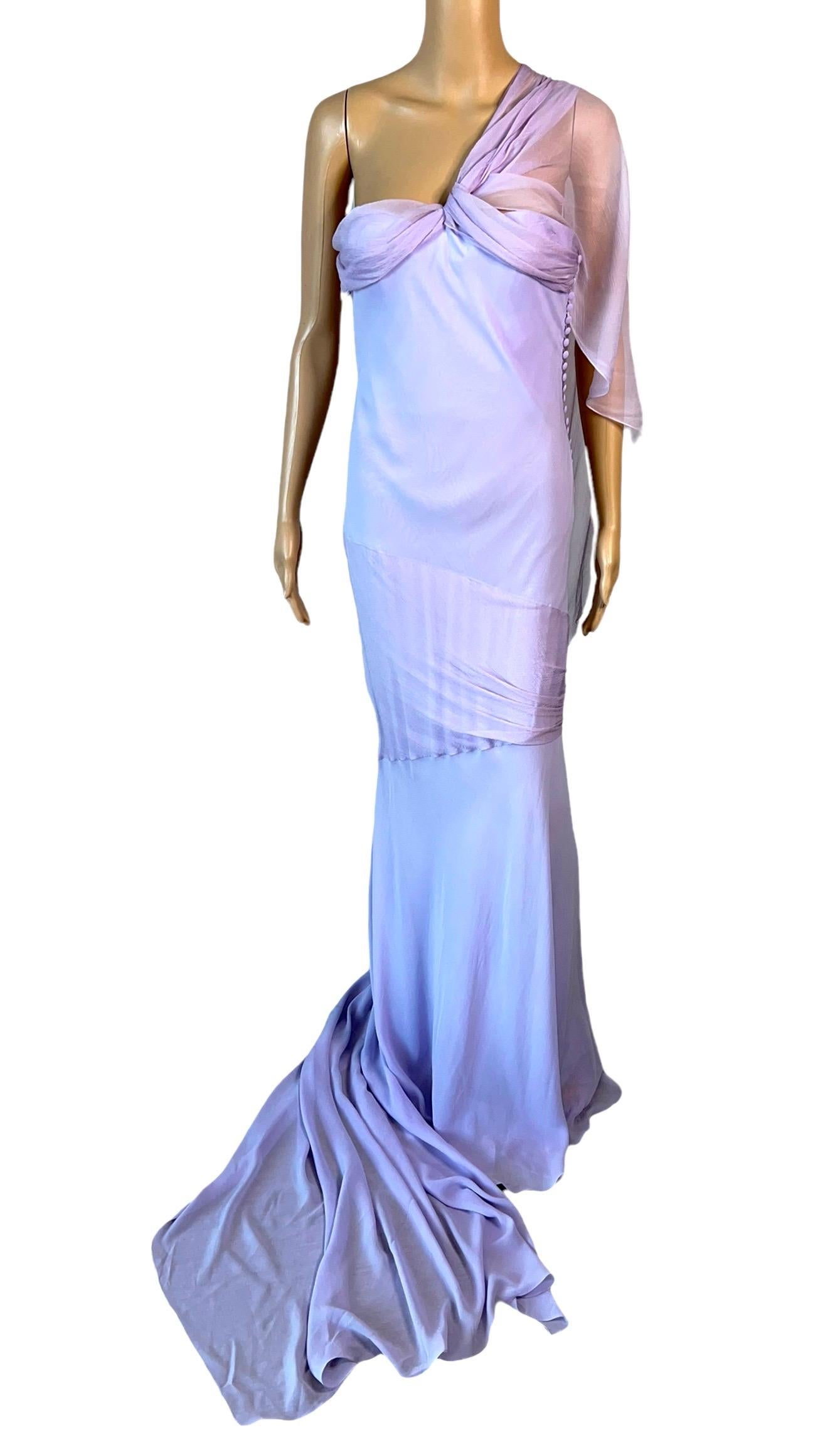 John Galliano S/S 2005 Ungetragenes Bustier Schräg geschnittenes Abendkleid aus Seide mit Schleppe im Angebot 5