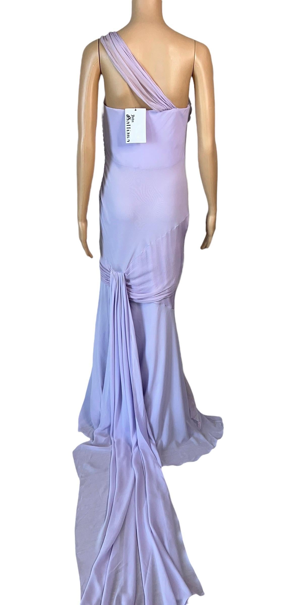 John Galliano S/S 2005 Unworn Bustier Bias Cut Silk Train Evening Dress Gown For Sale 3