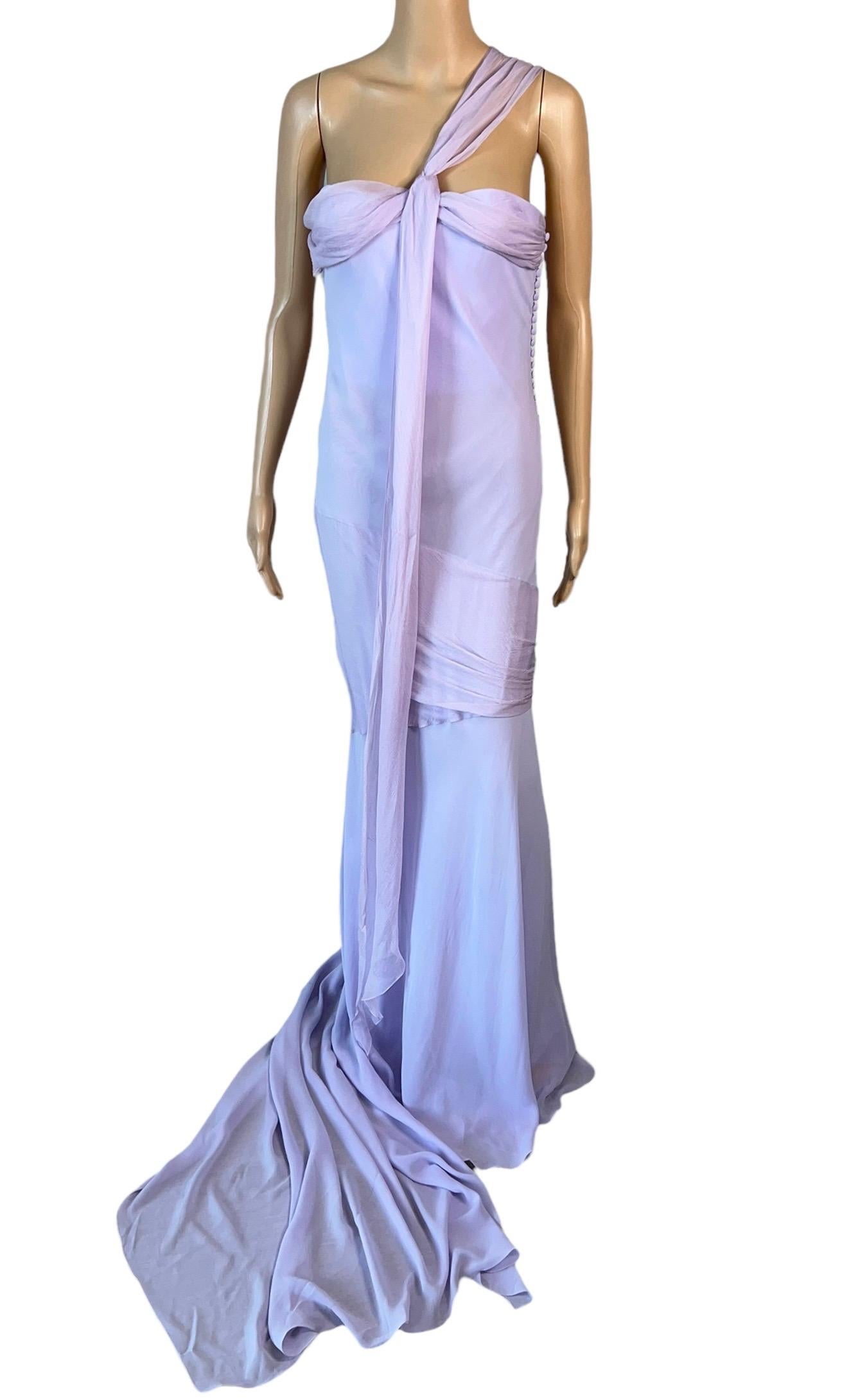 John Galliano S/S 2005 Unworn Bustier Bias Cut Silk Train Evening Dress Gown For Sale 6