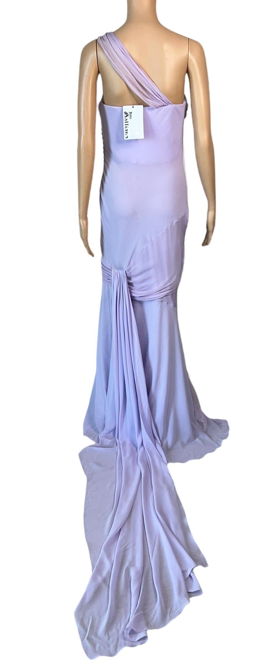 John Galliano S/S 2005 Ungetragenes Bustier Schräg geschnittenes Abendkleid aus Seide mit Schleppe im Angebot 10